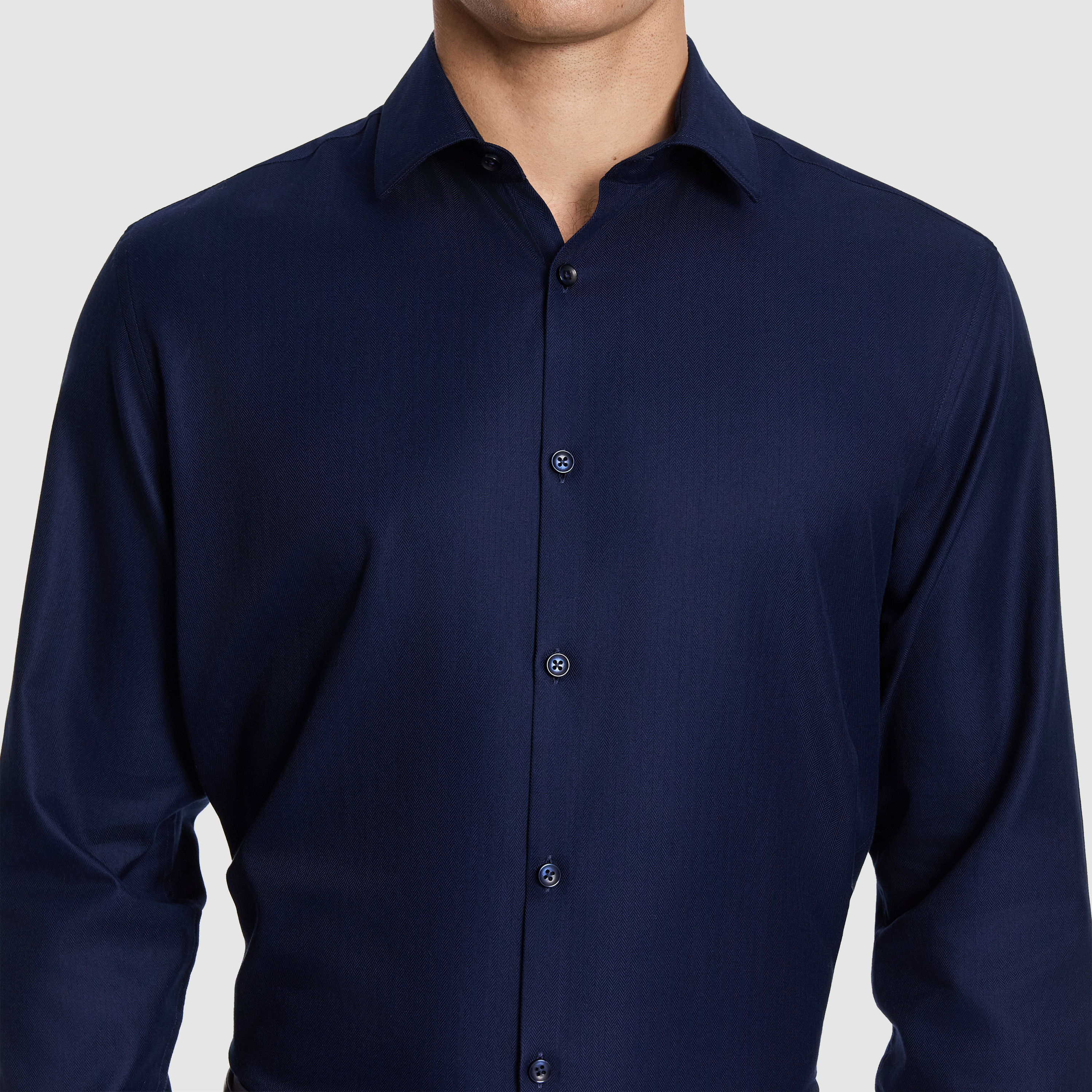 Navy Monaco Pure Cotton Textured Dress Shirt