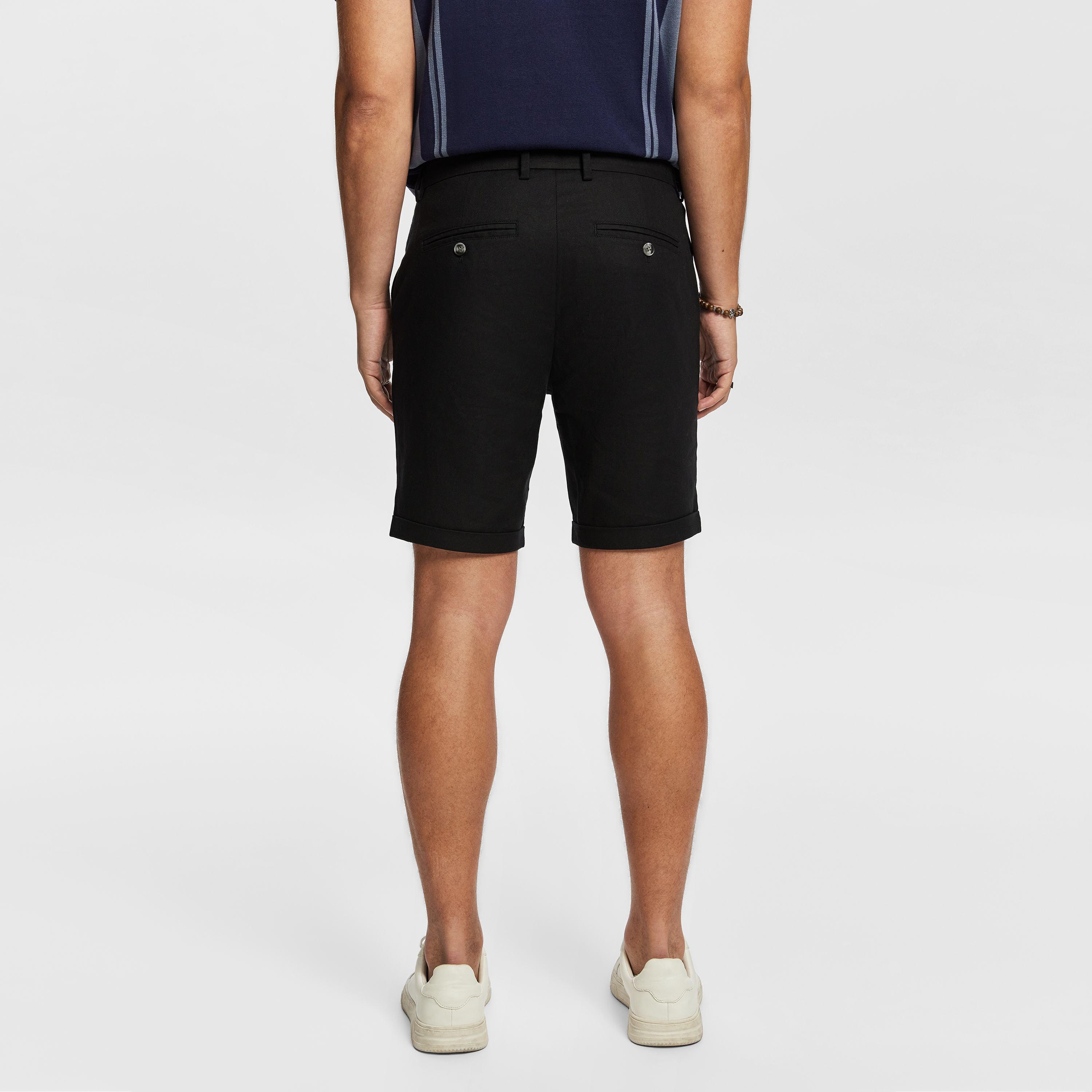 Black Panama Linen Chino Short