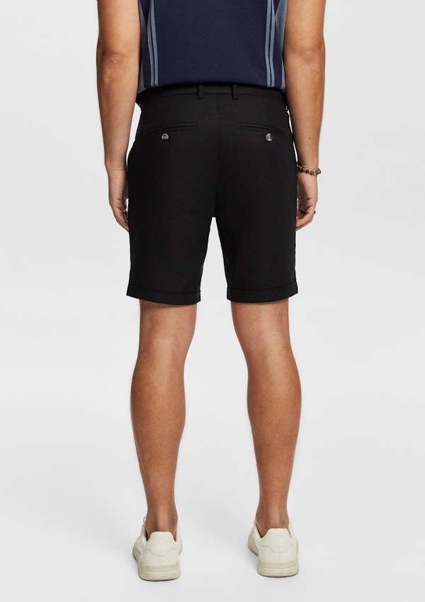 Black Panama Linen Chino Short