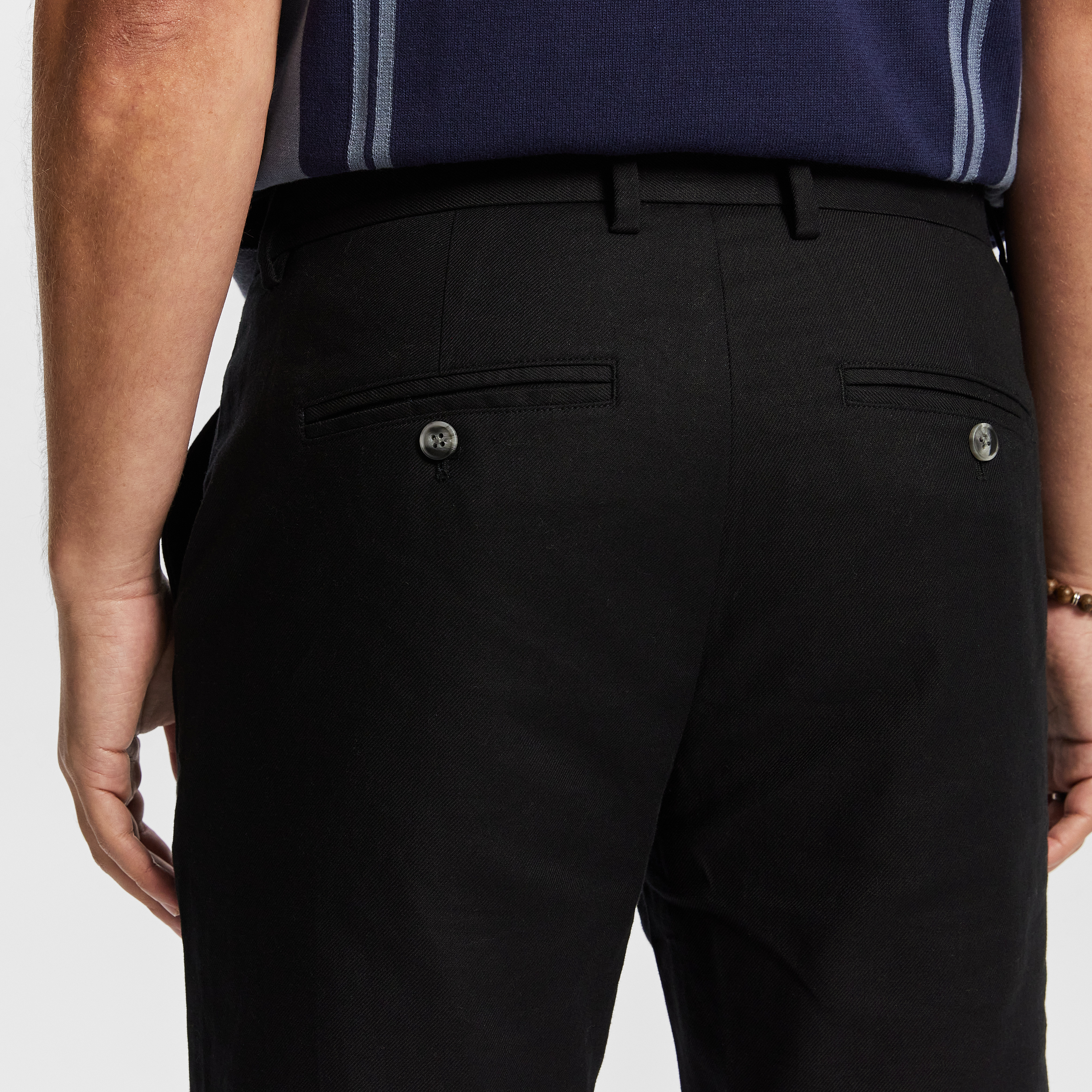 Black Panama Linen Chino Short