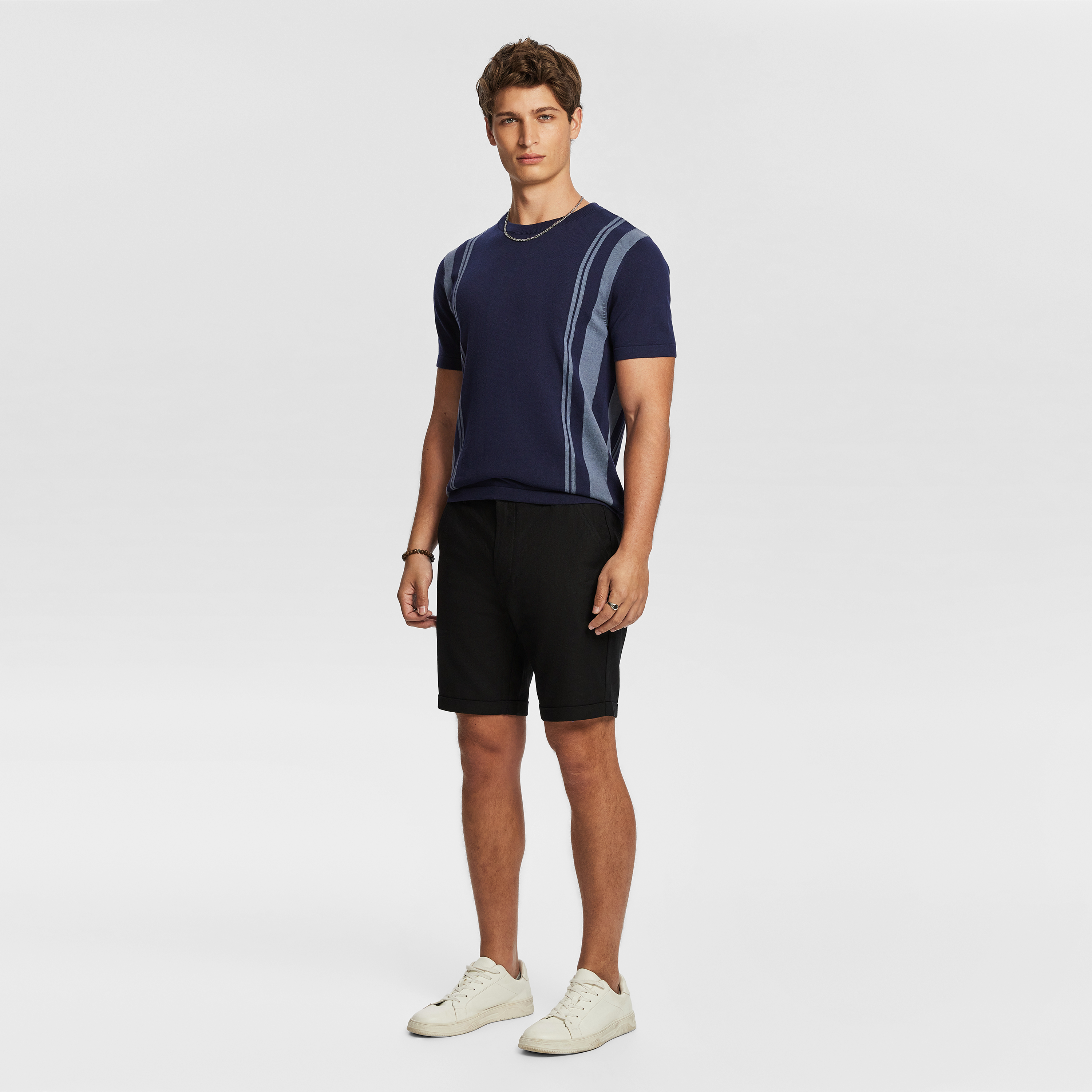 Black Panama Linen Chino Short
