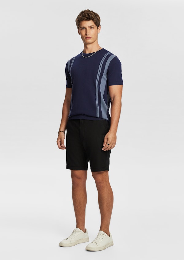 Black Panama Linen Chino Short