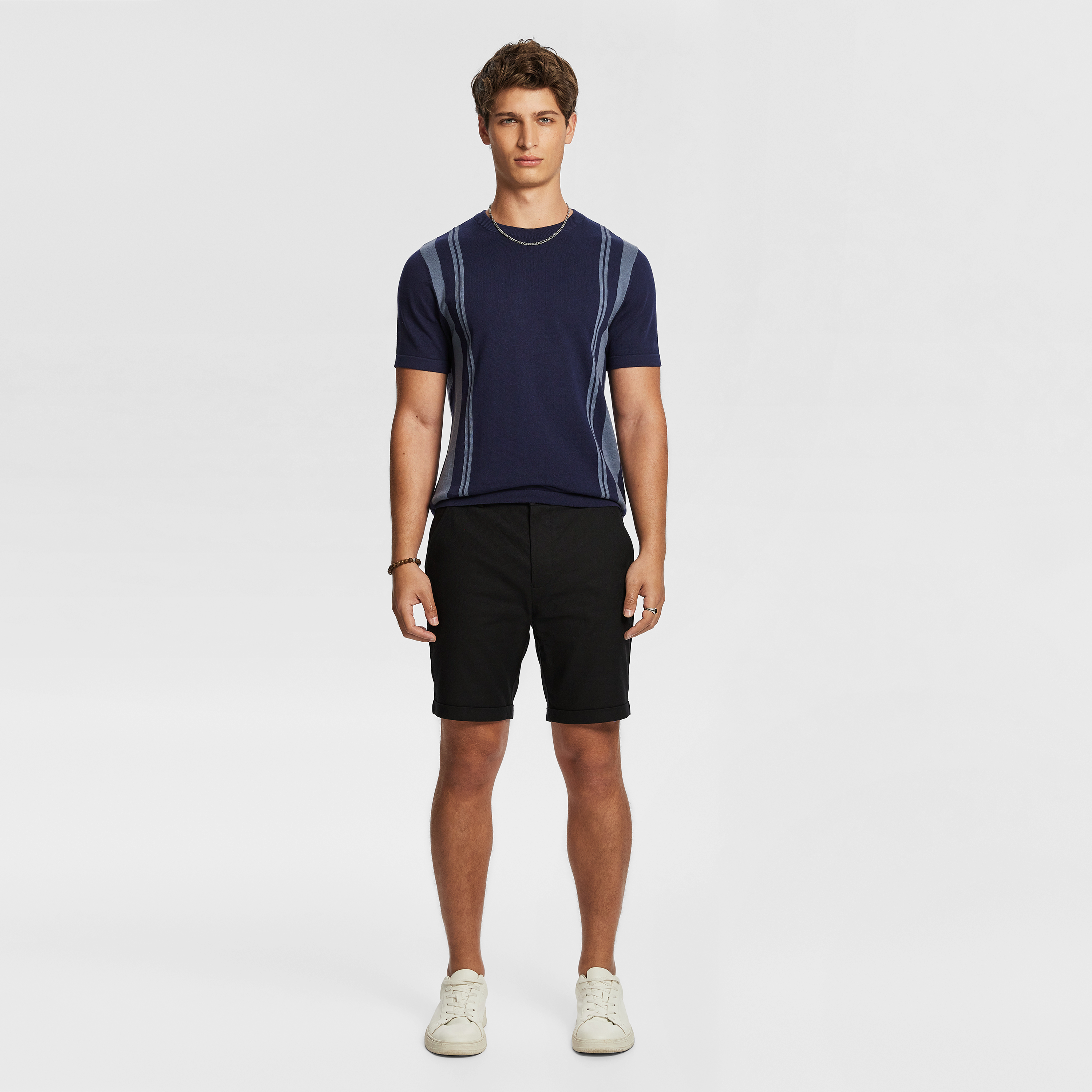 Black Panama Linen Chino Short