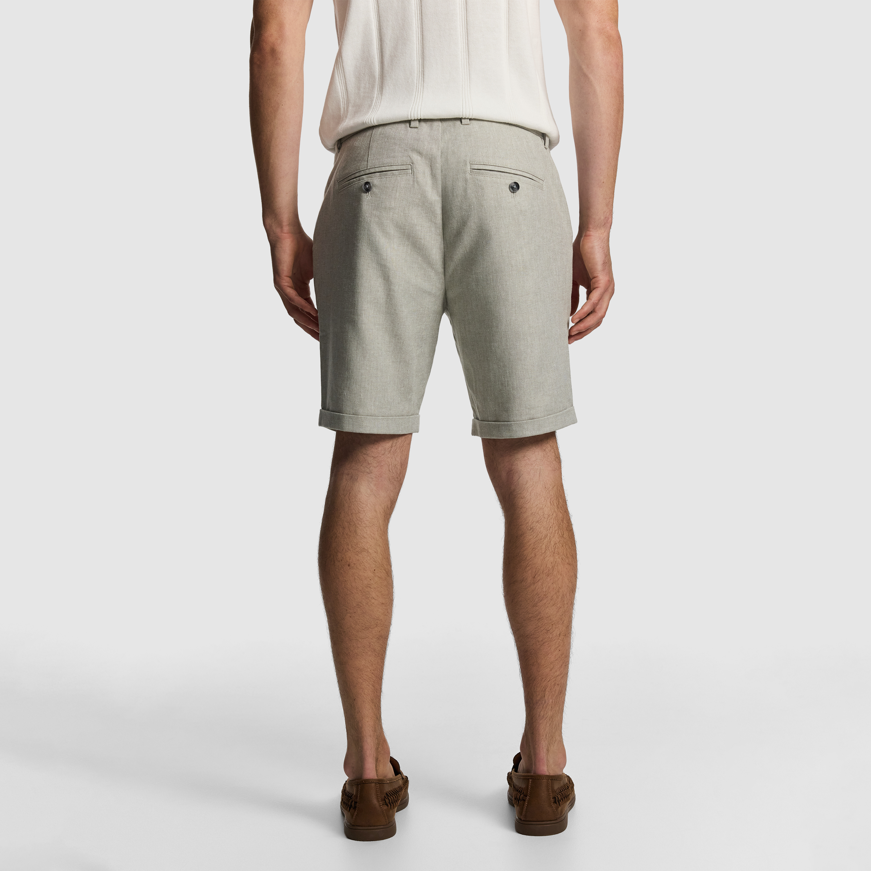 Sage Green Panama Linen Chino Short