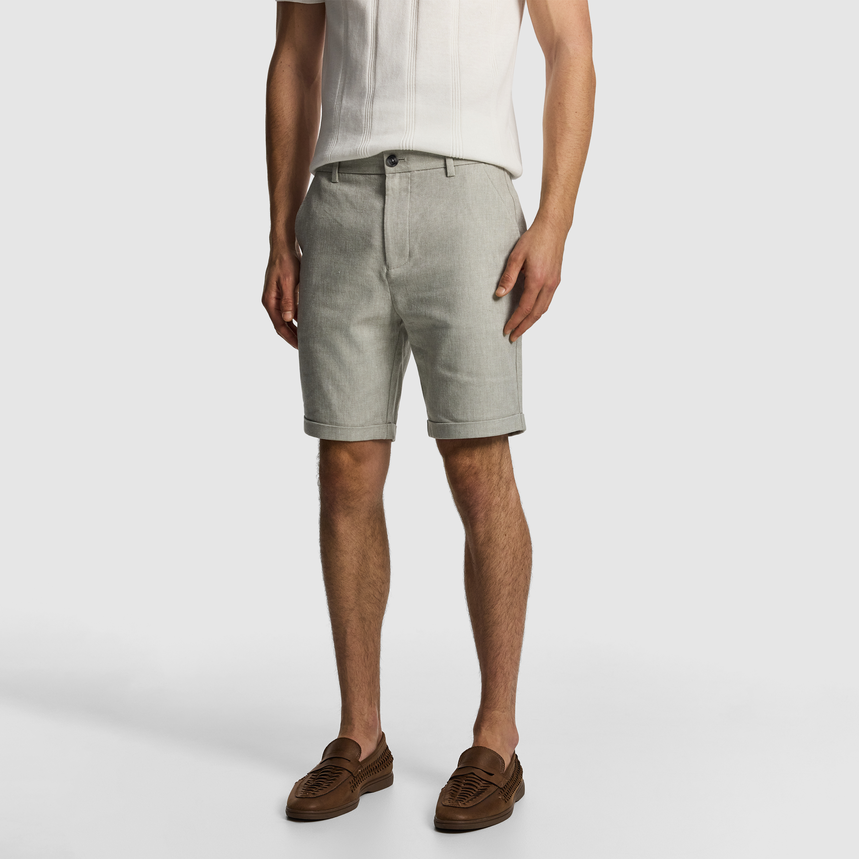 Sage Green Panama Linen Chino Short