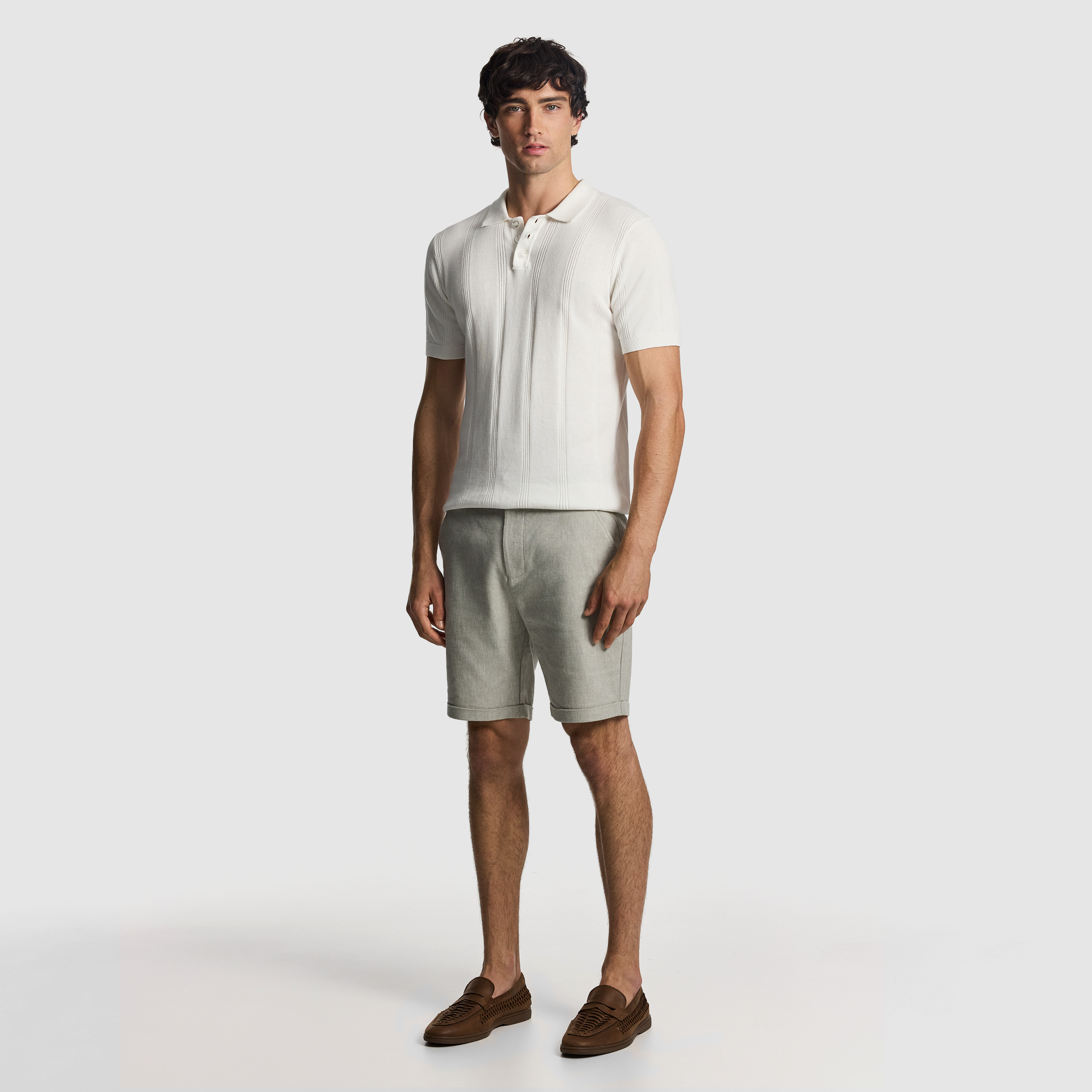 Sage Green Panama Linen Chino Short