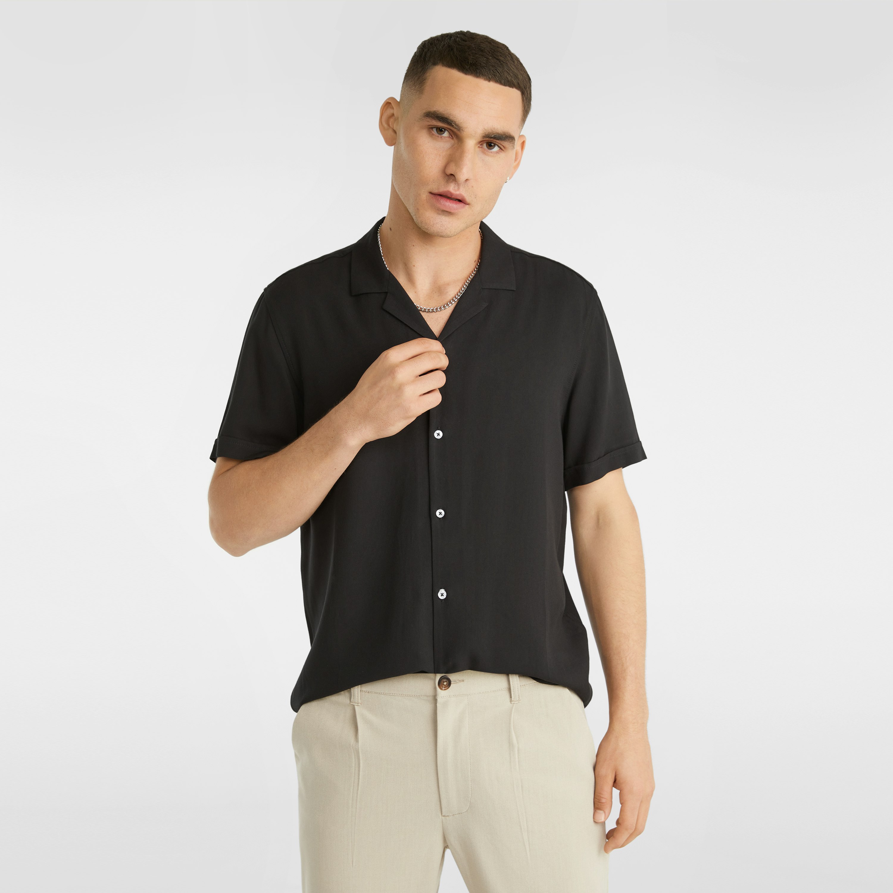 Black Ezekiel Viscose Shirt | Men's Tops | yd AU