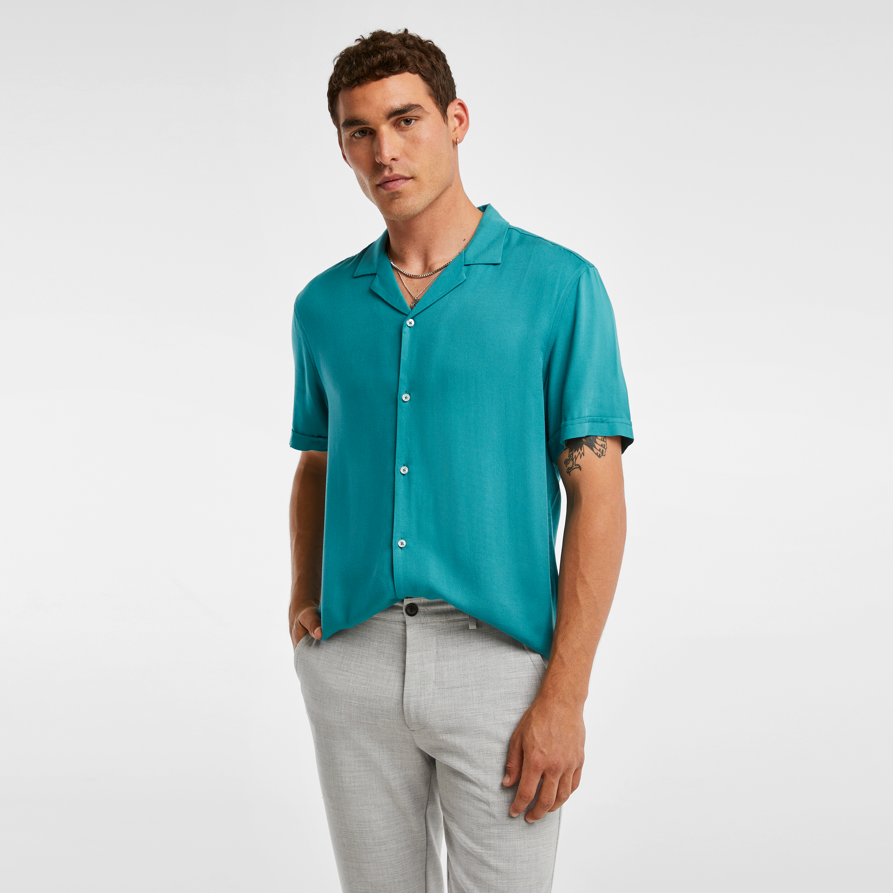 Green Ezekiel Viscose Shirt Men's Tops yd AU