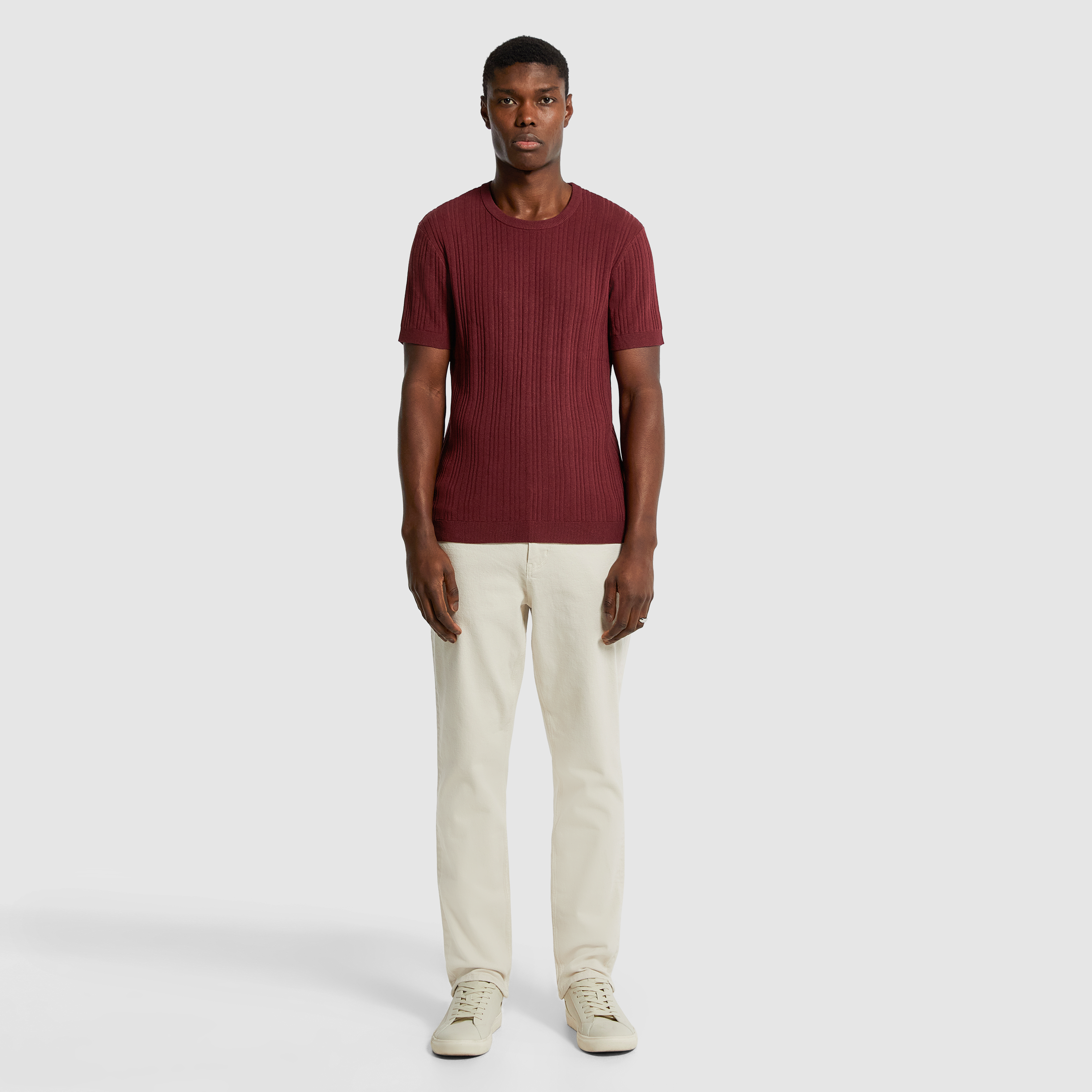 Burgundy Alistar Knitted Tee