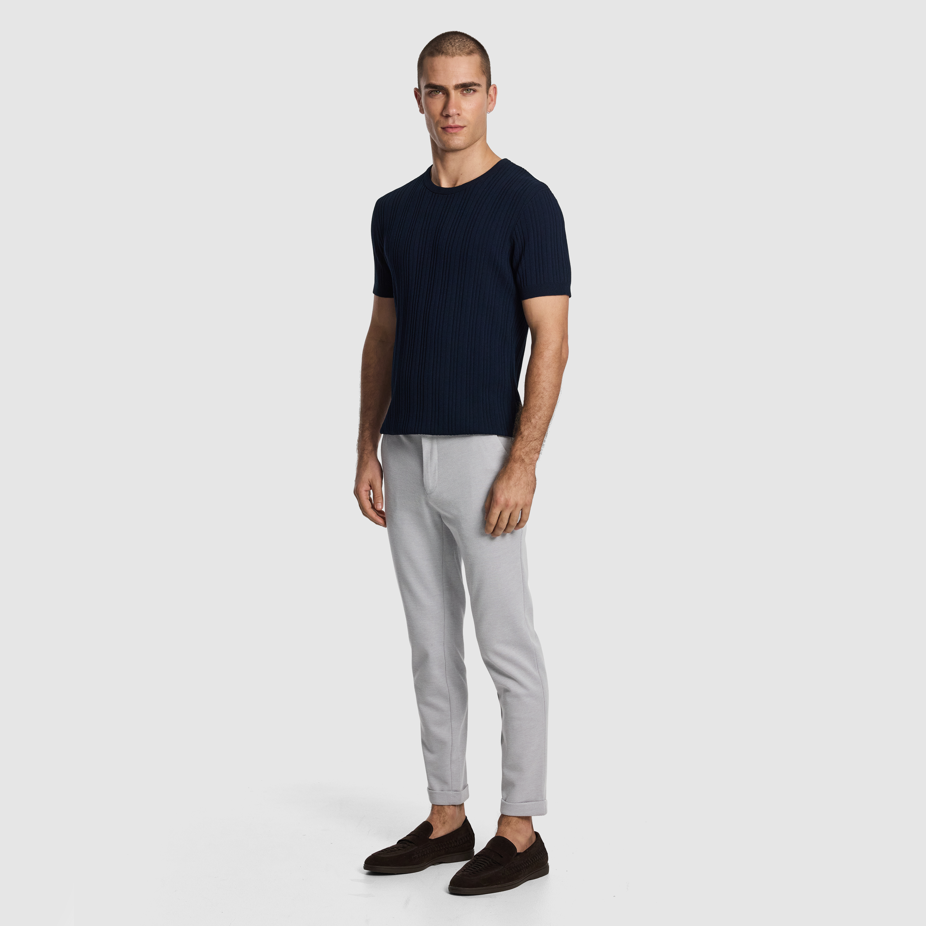 Navy Alistar Knitted Tee