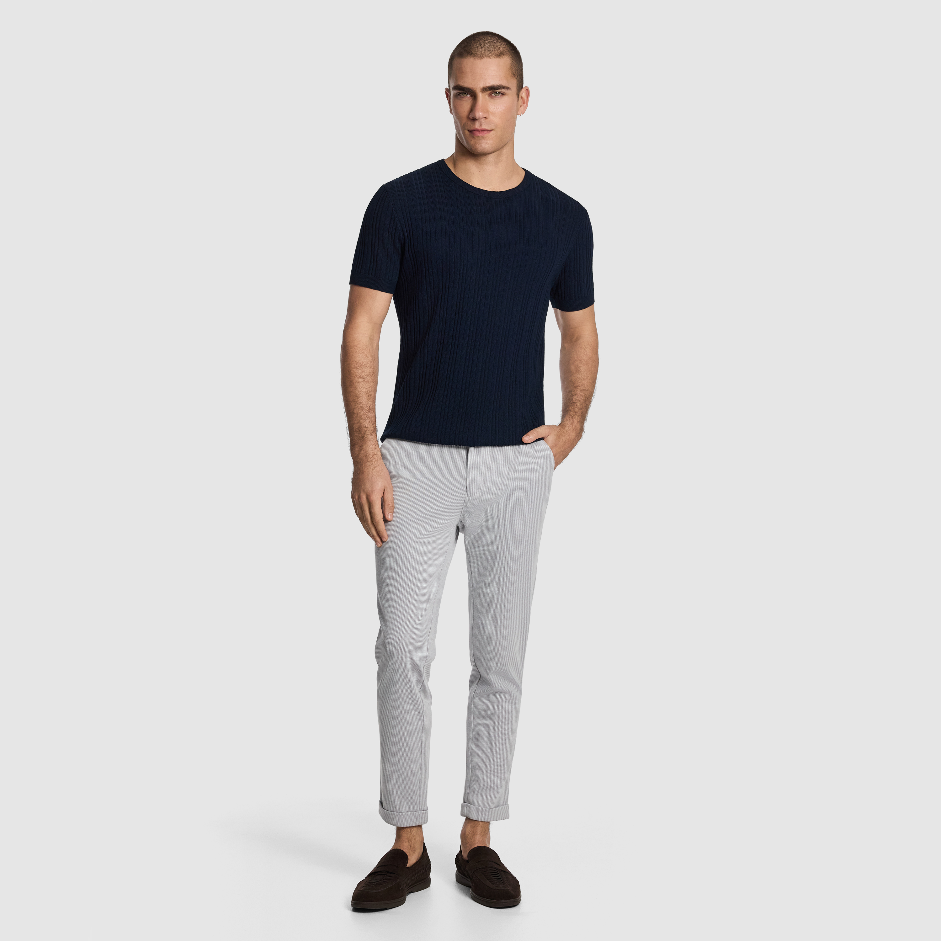 Navy Alistar Knitted Tee