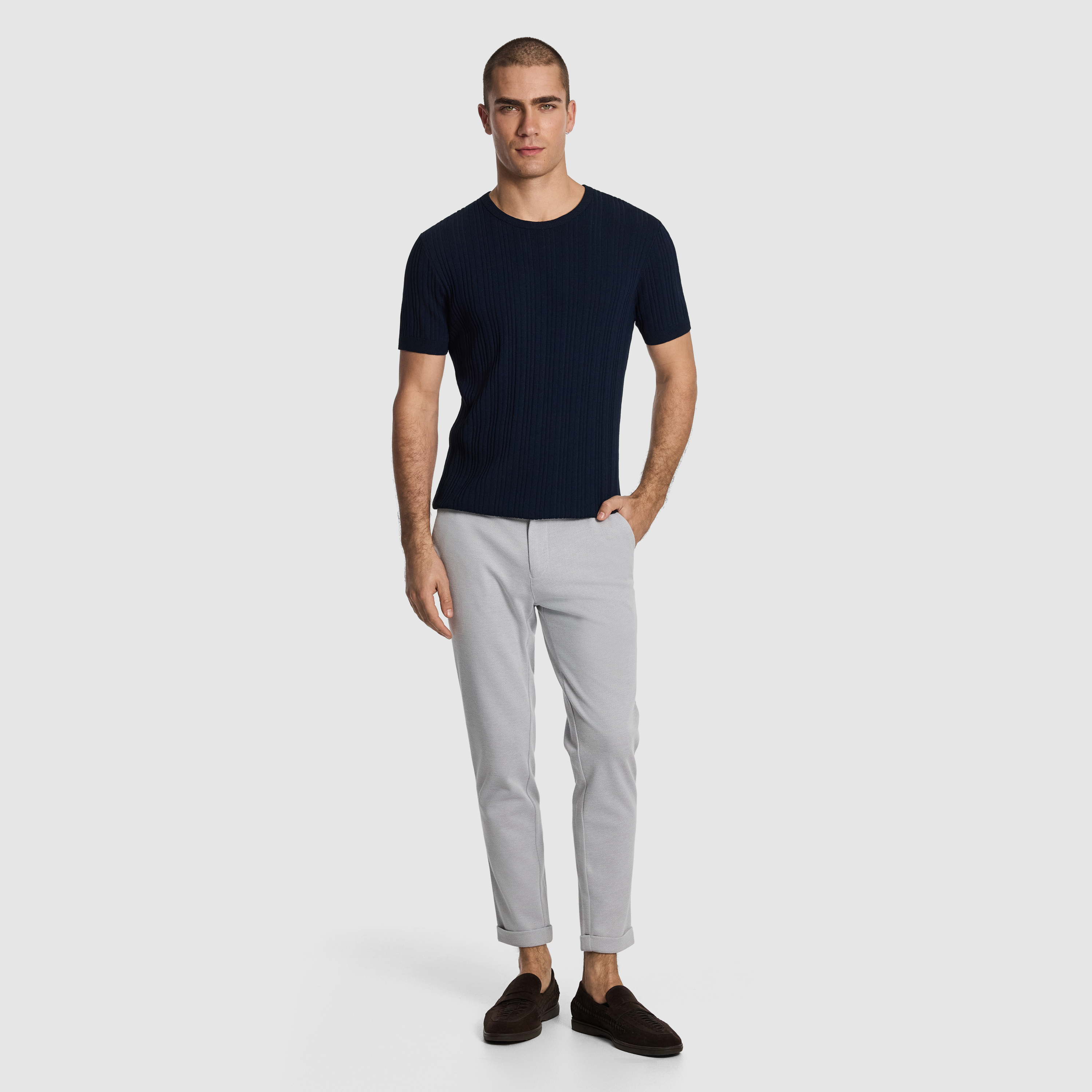Navy Alistar Knitted Tee