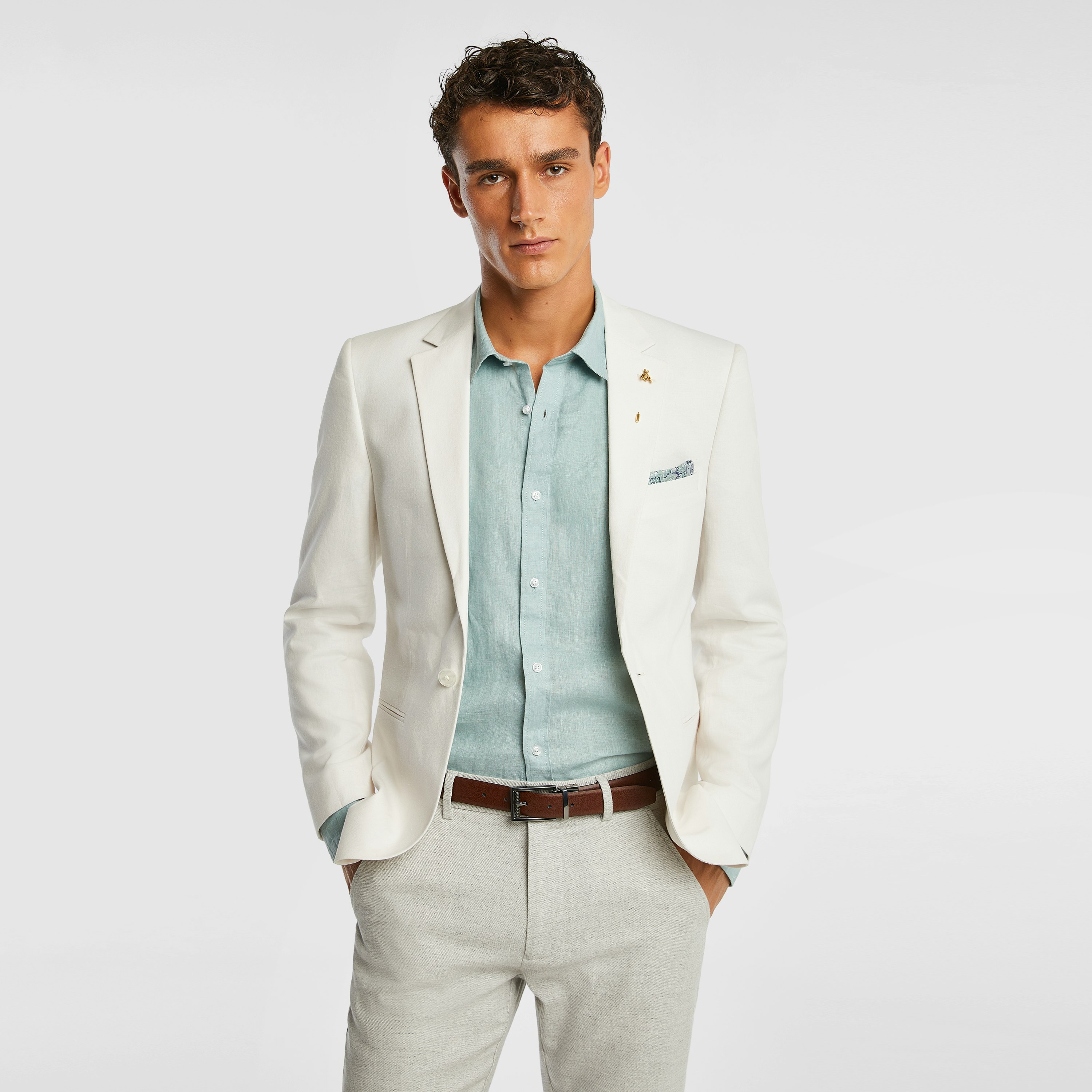 Natural Cosmo Linen Blend Blazer | Men's Tops | yd AU