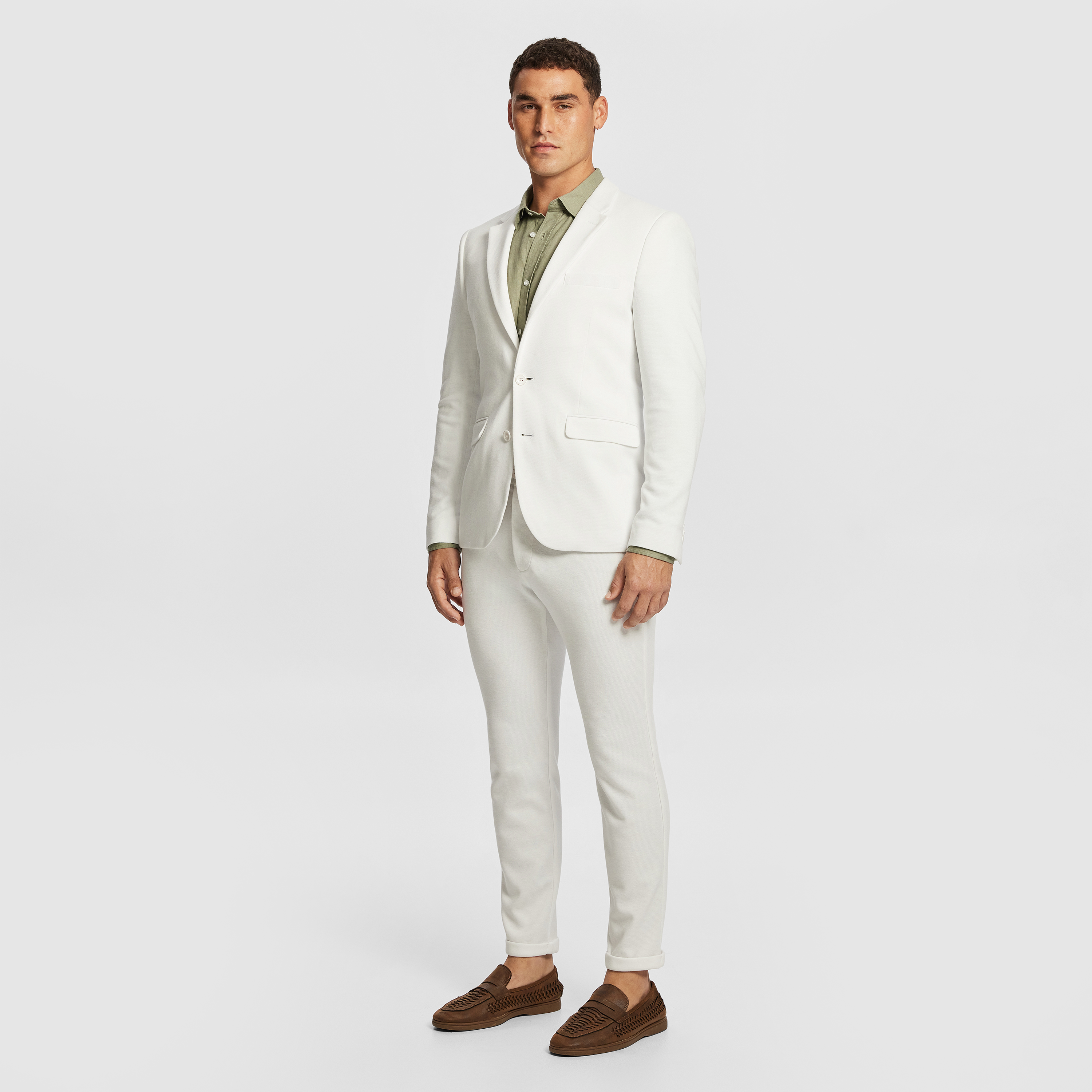 White Decaf Knitted Blazer