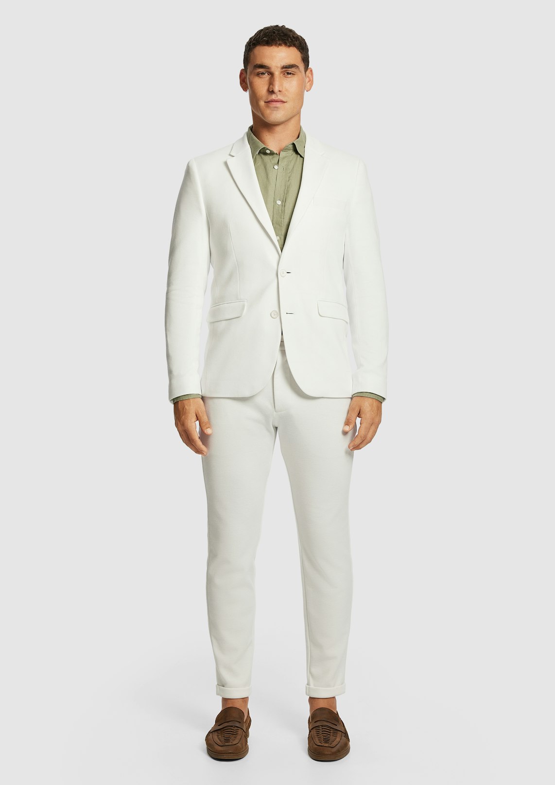 WHITE DECAF SLIM CO-ORD SUIT