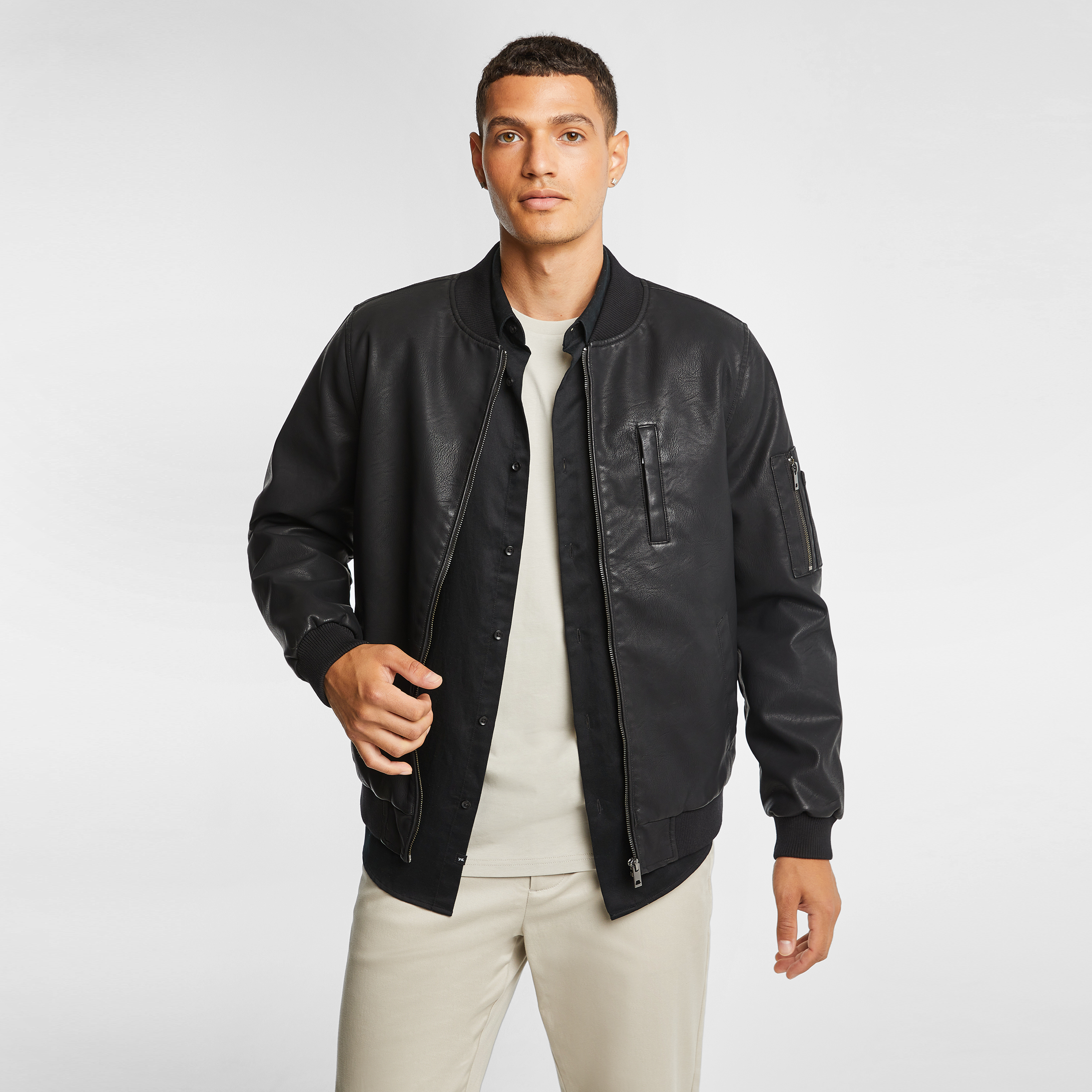 FAUX LEATHER BOMBER JACKET - Black | ZARA United States