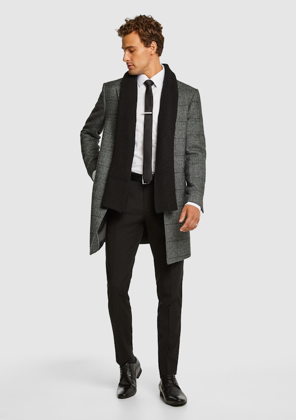 Black Prague Check Duster Coat