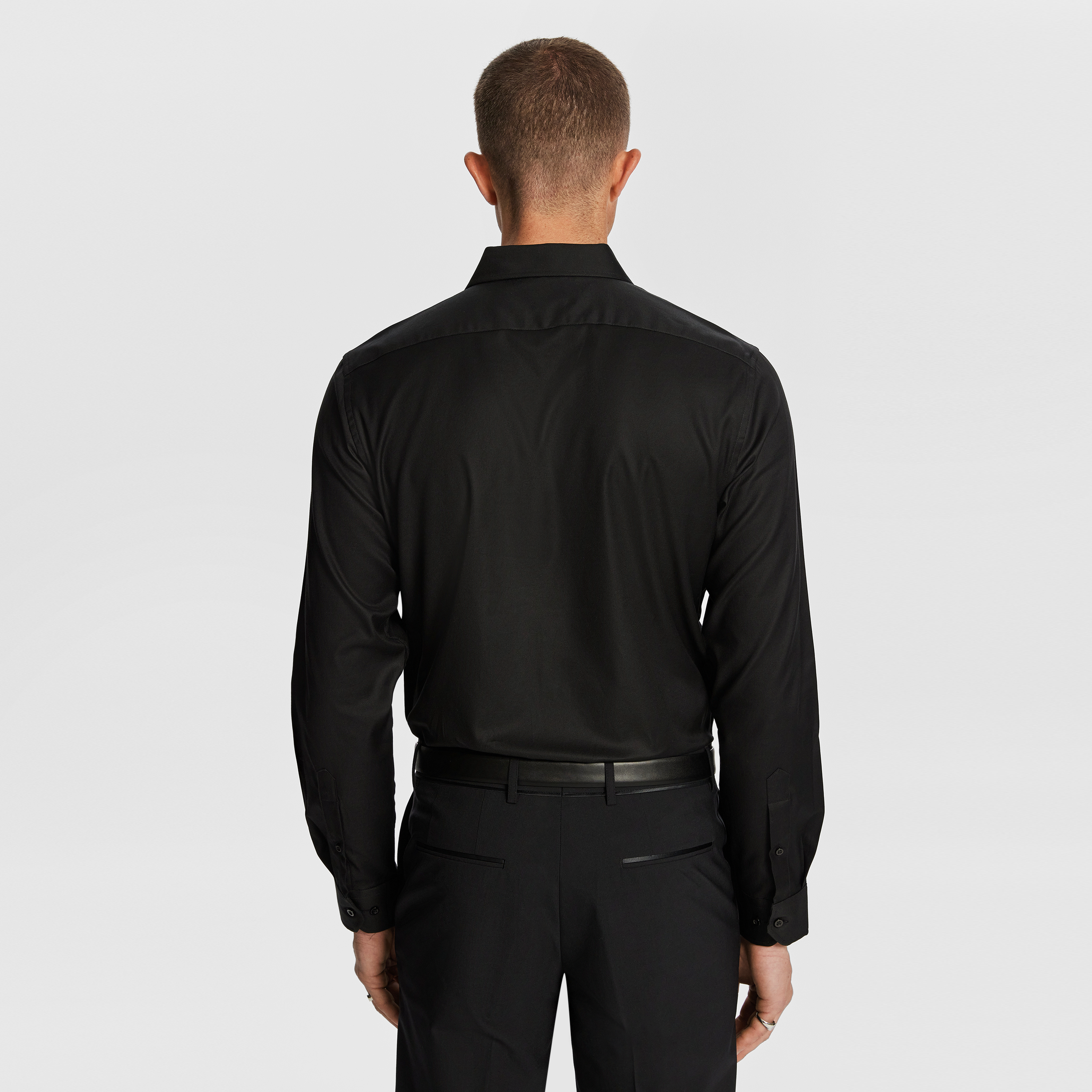 Black Maximum Two Ply Cotton Premium Slim Dress Shirt
