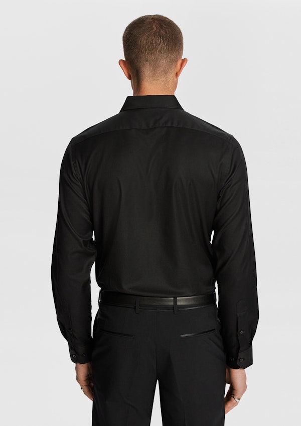 Black Maximum Two Ply Cotton Premium Slim Dress Shirt