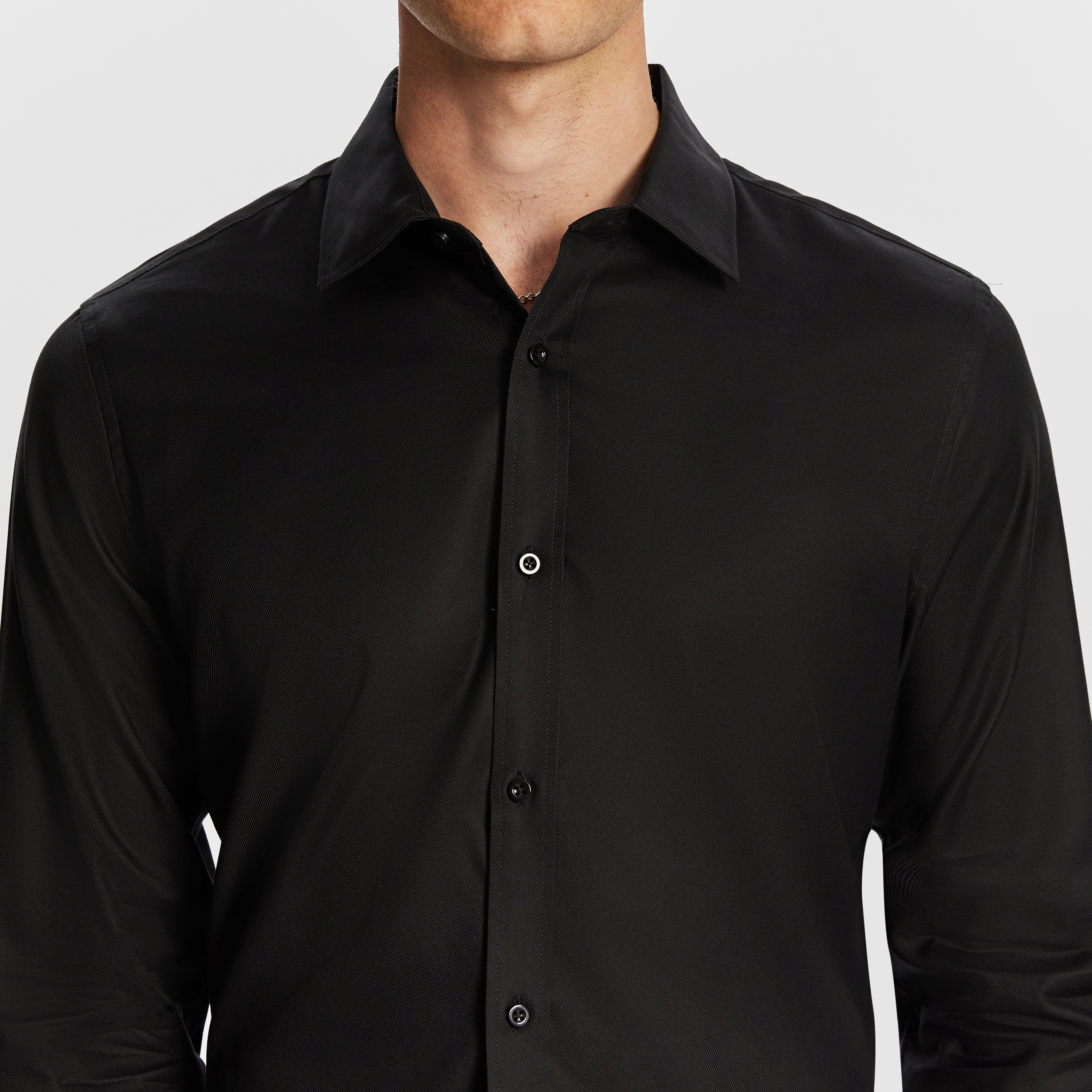 Black Maximum Two Ply Cotton Premium Slim Dress Shirt
