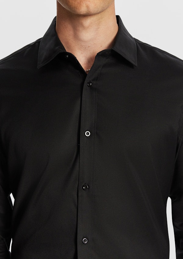 Black Maximum Two Ply Cotton Premium Slim Dress Shirt