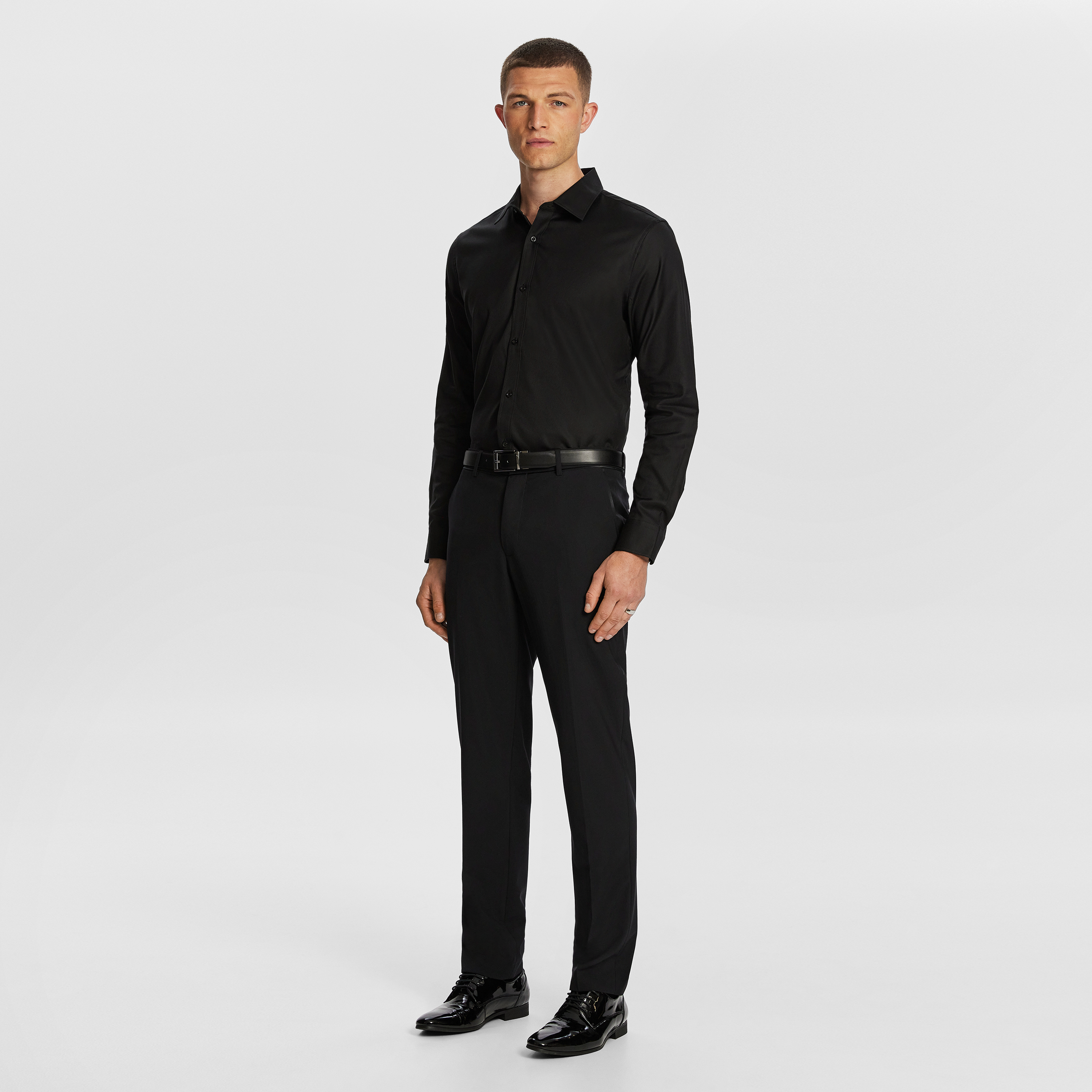 Black Maximum Two Ply Cotton Premium Slim Dress Shirt