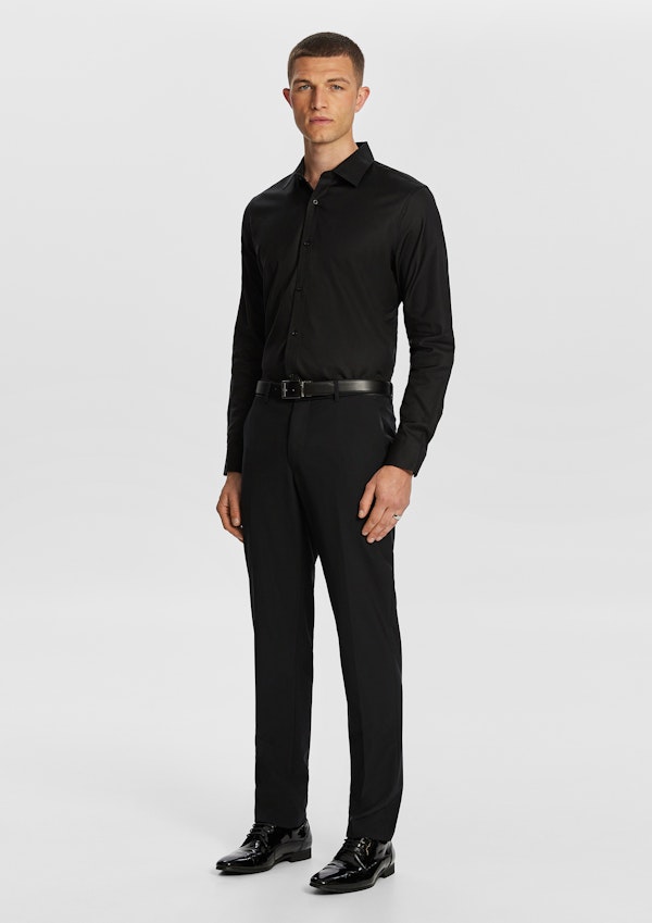 Black Maximum Two Ply Cotton Premium Slim Dress Shirt