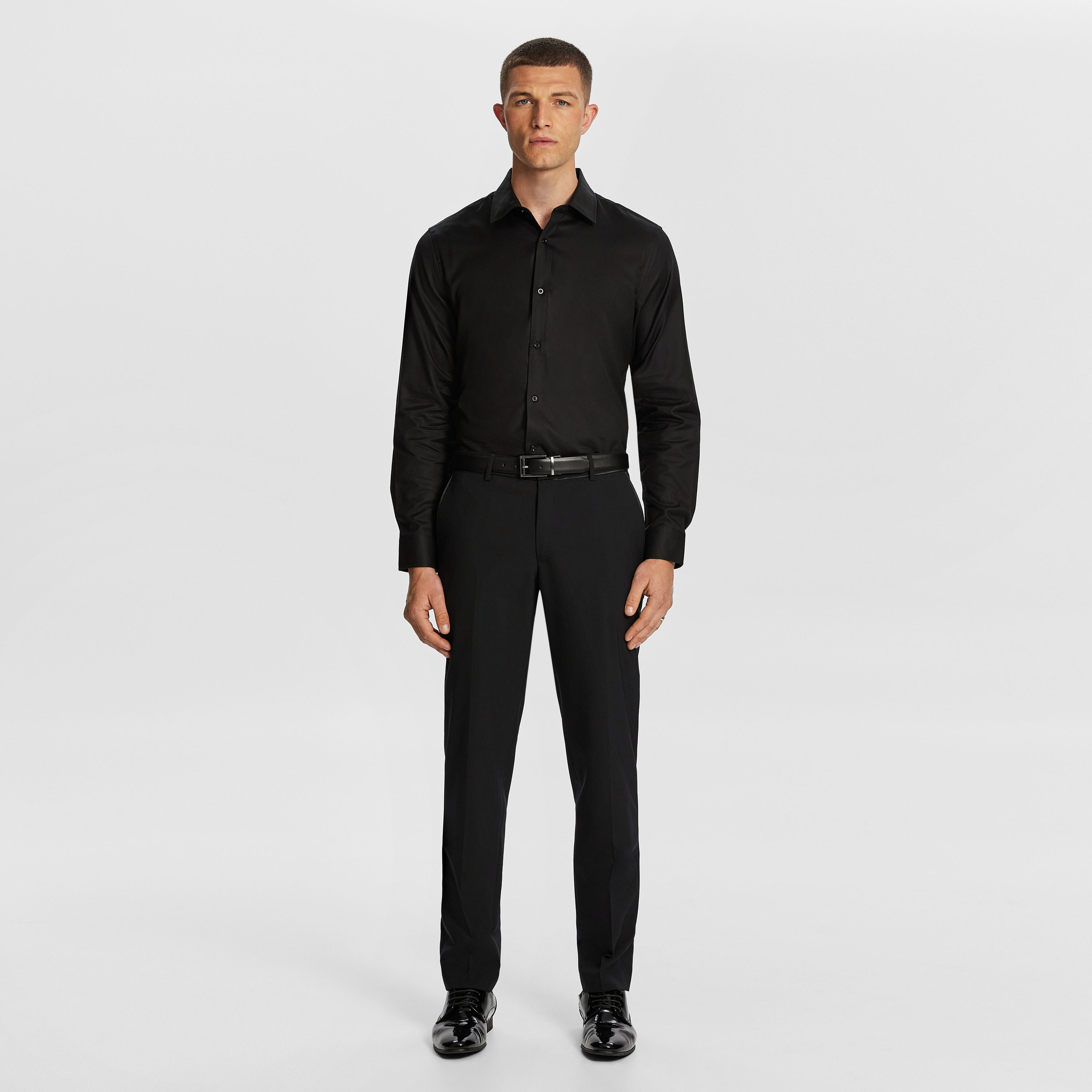 Black Maximum Two Ply Cotton Premium Slim Dress Shirt