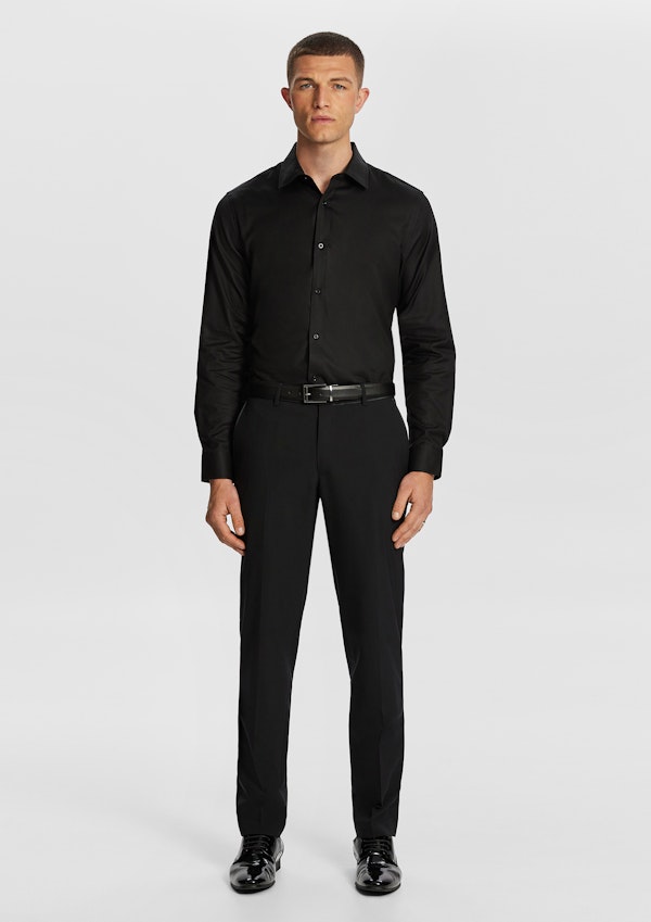 Black Maximum Two Ply Cotton Premium Slim Dress Shirt