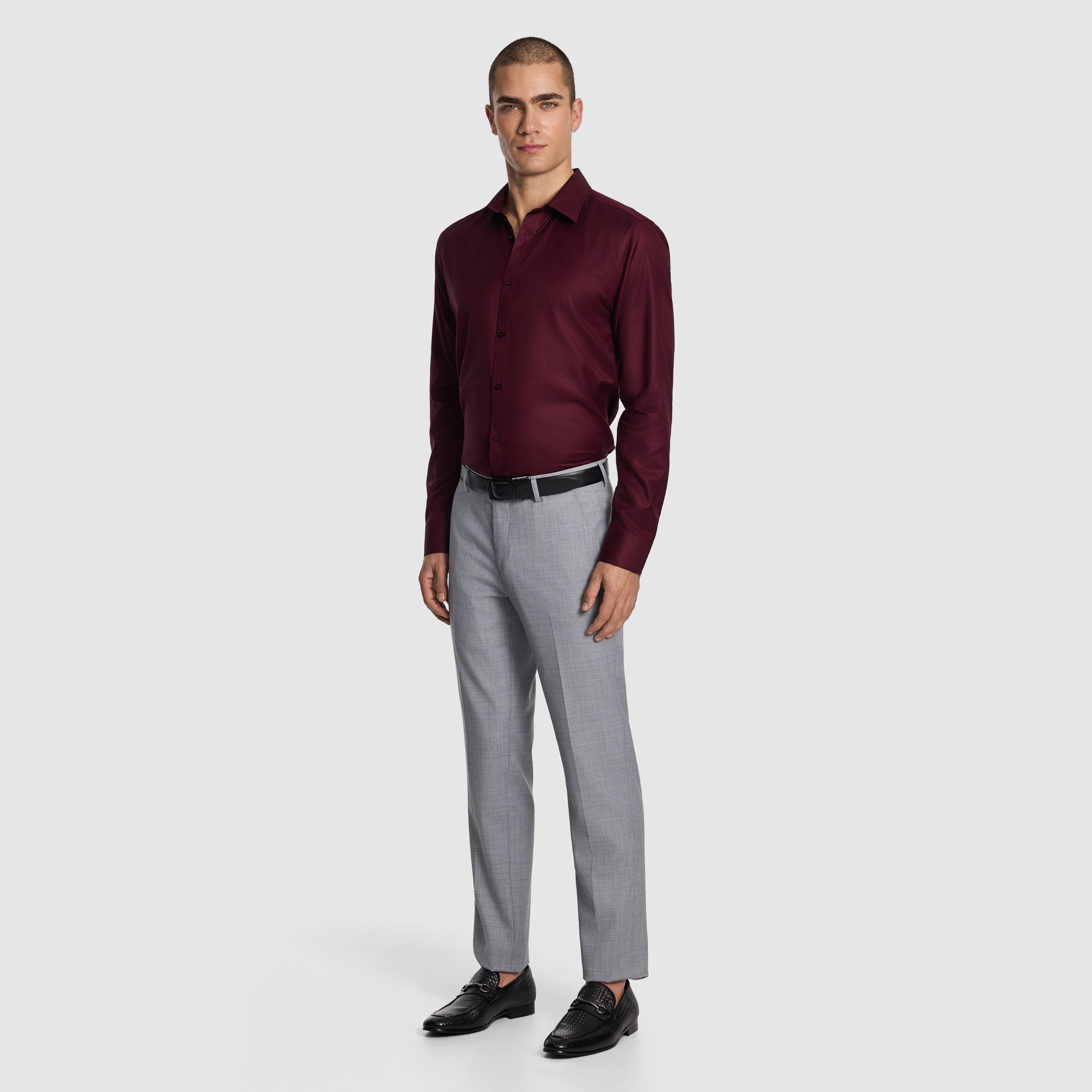 Burgundy Maximum Two Ply Cotton Premium Slim Dress Shirt