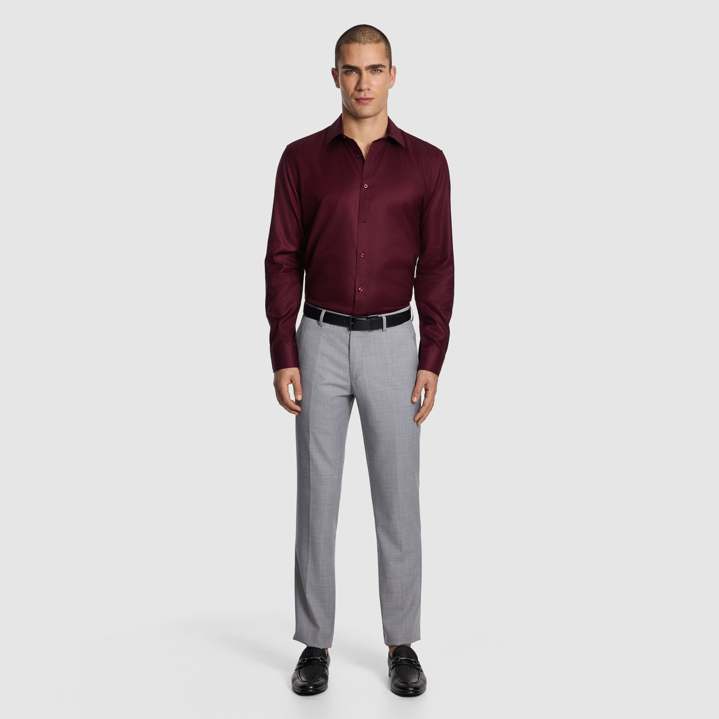 Burgundy Maximum Two Ply Cotton Premium Slim Dress Shirt