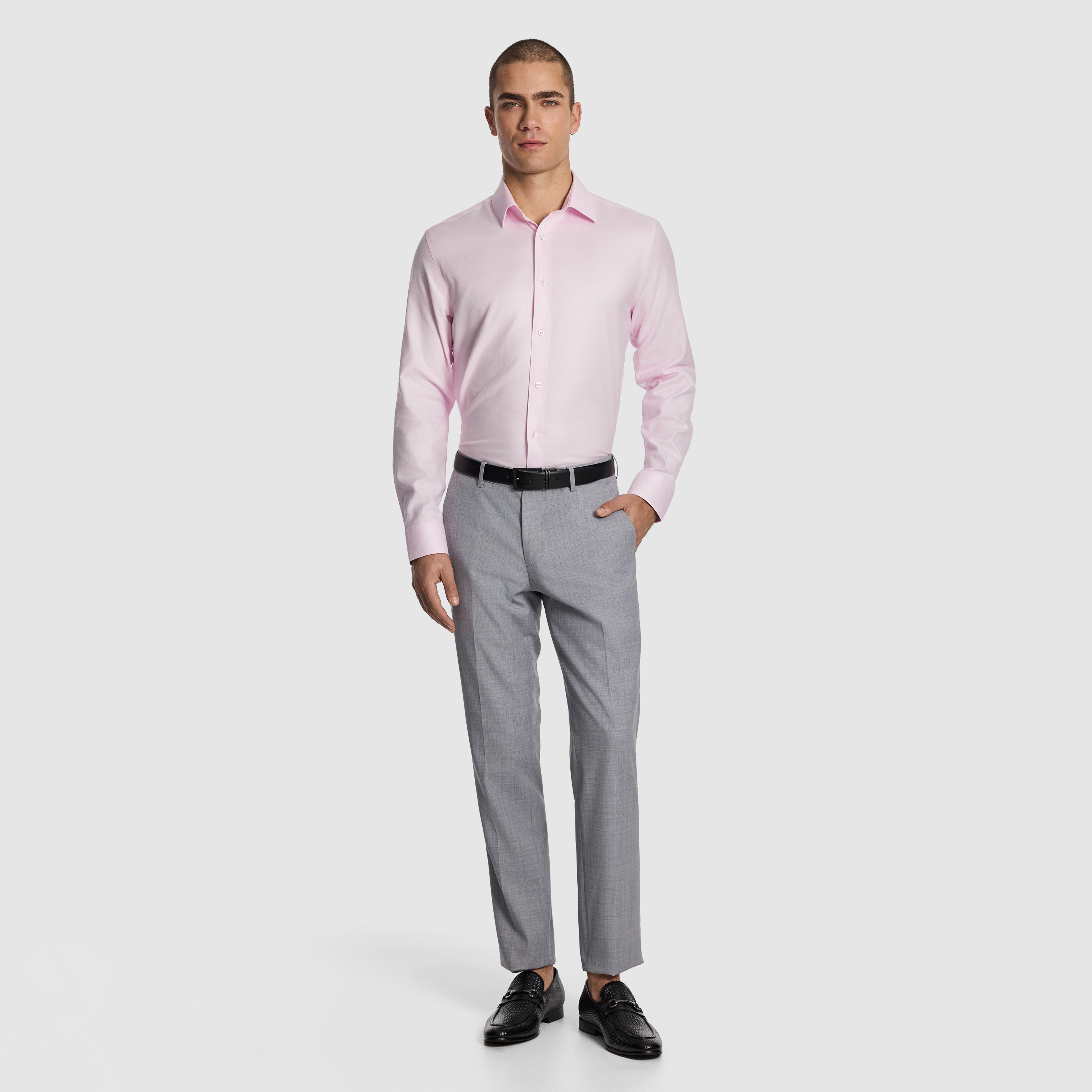 Pink Maximum Two Ply Cotton Slim Dress Shirt