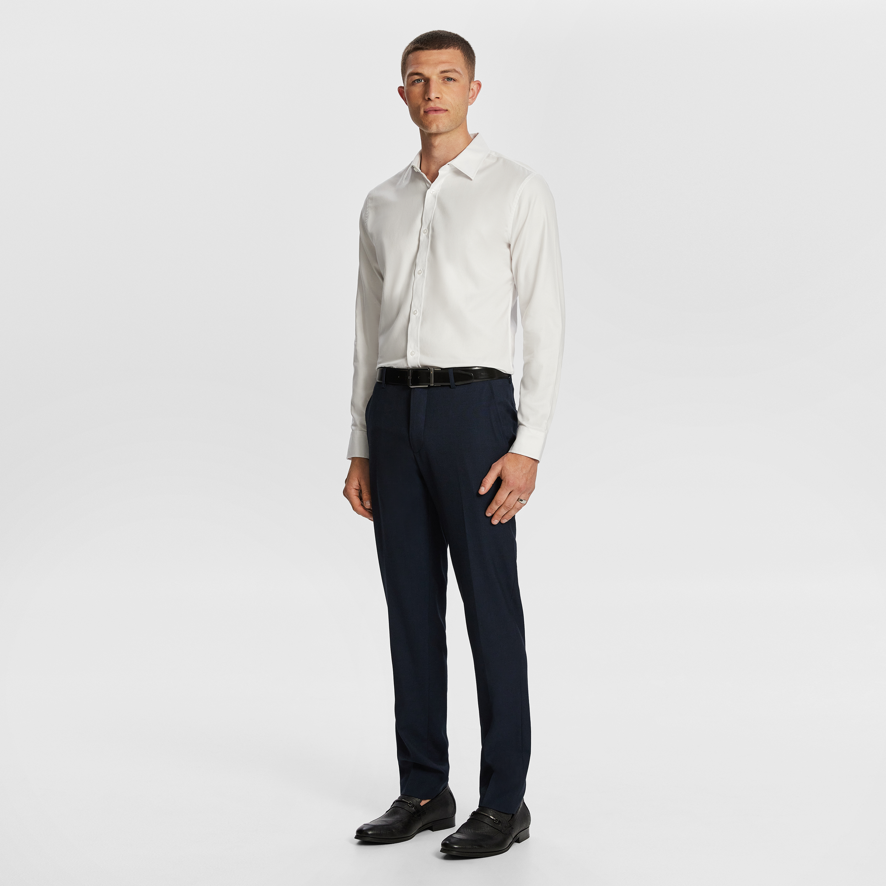 White Maximum Two Ply Cotton Premium Slim Dress Shirt