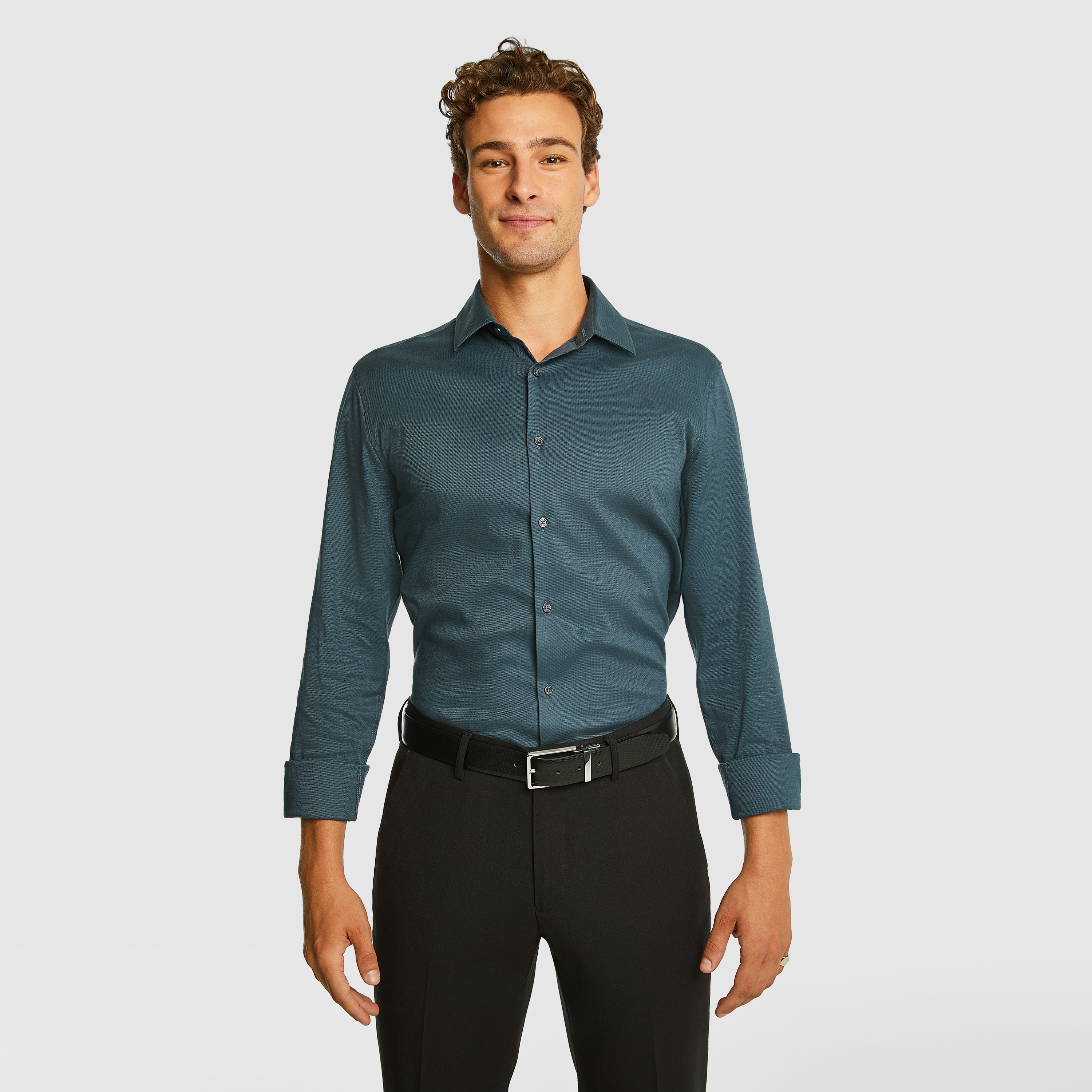 Teal Columbus Stretch Slim Dress Shirt | Men's Tops | yd AU