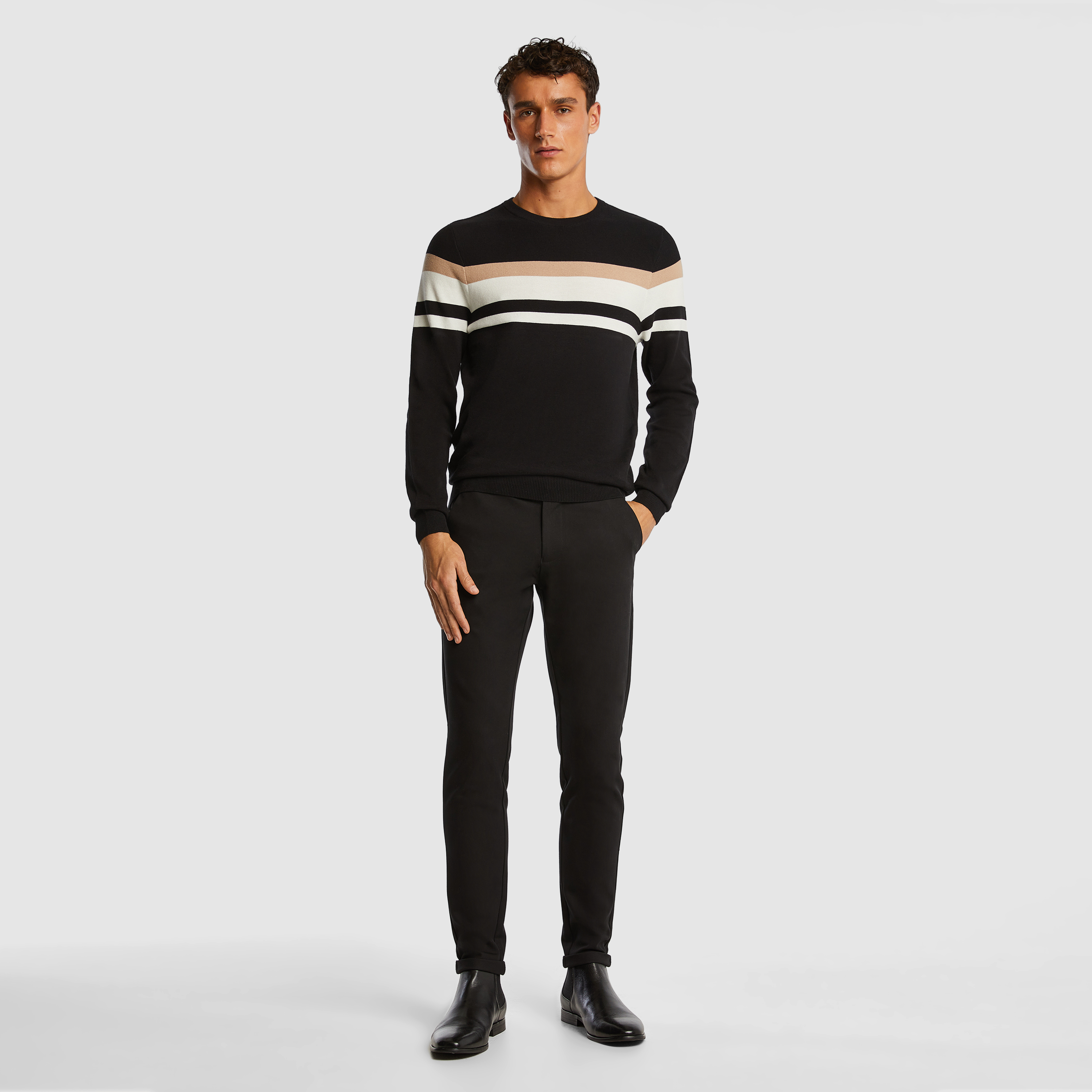 Black Luis Spliced Knit Jumper