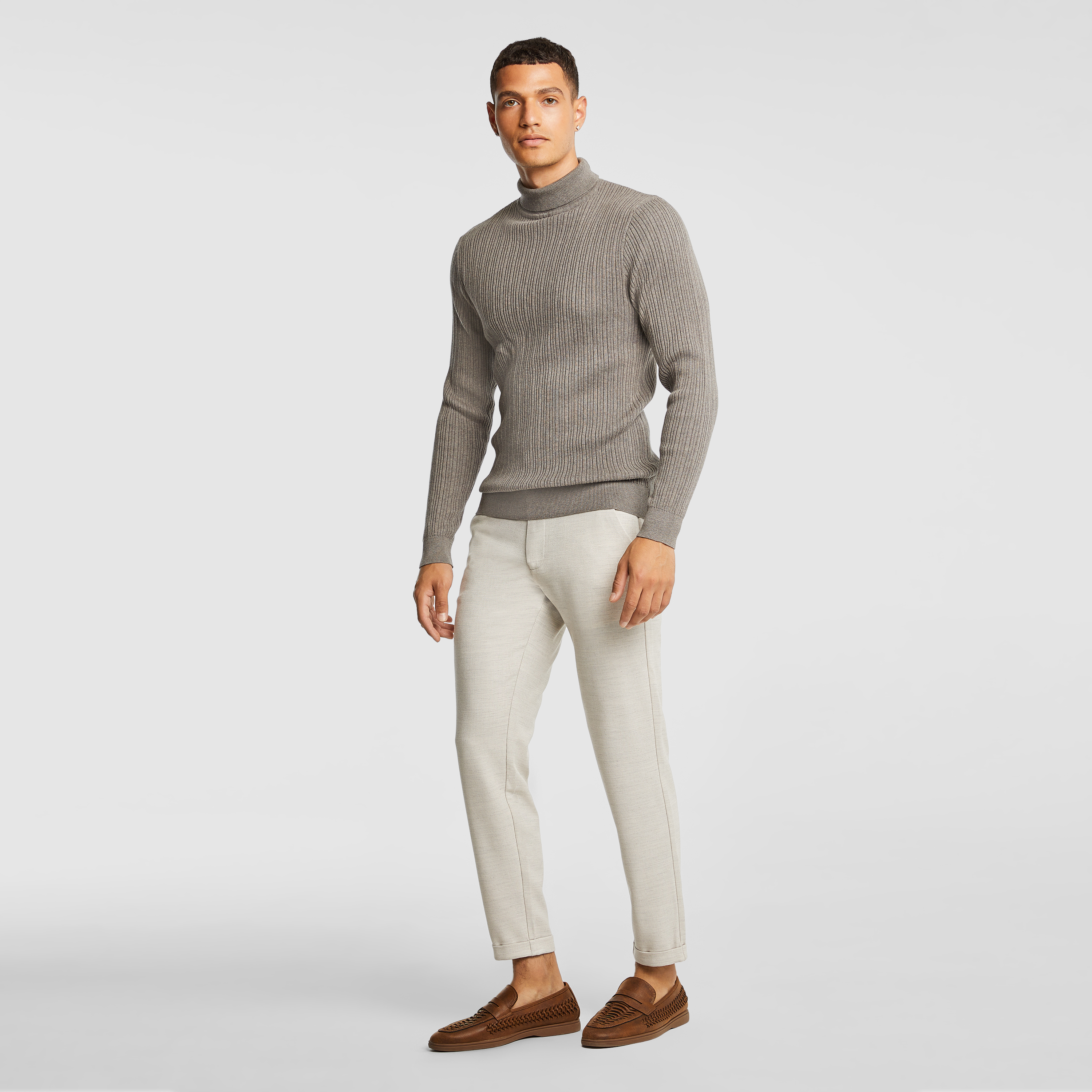 Chocolate Logan Turtle Neck Knit Jumper