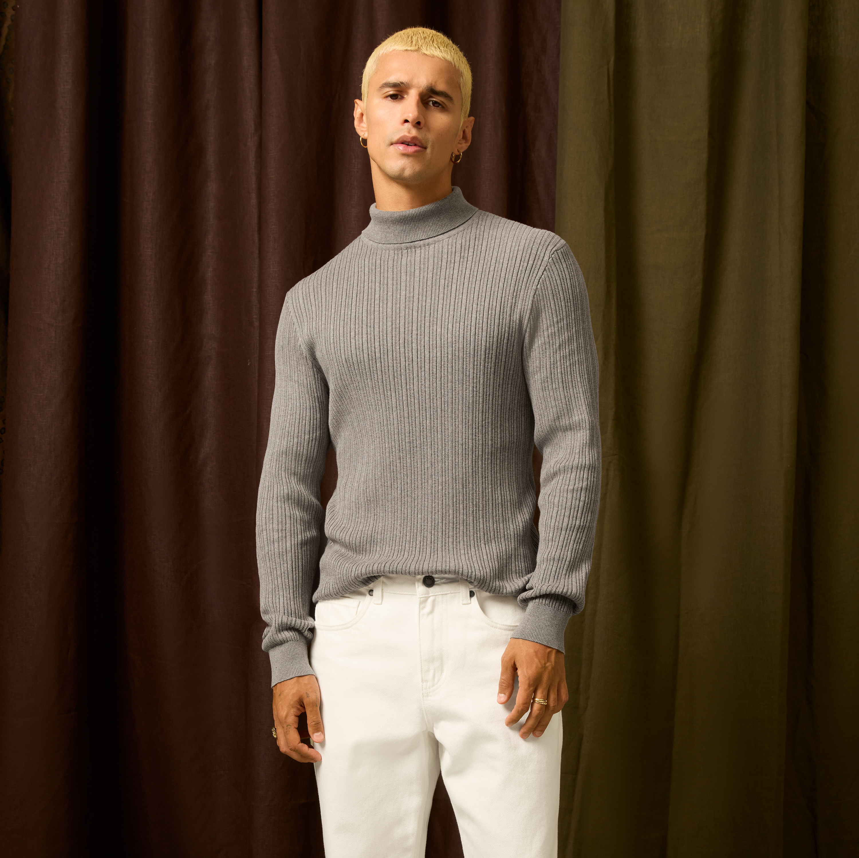 Chocolate Logan Turtle Neck Knit Jumper