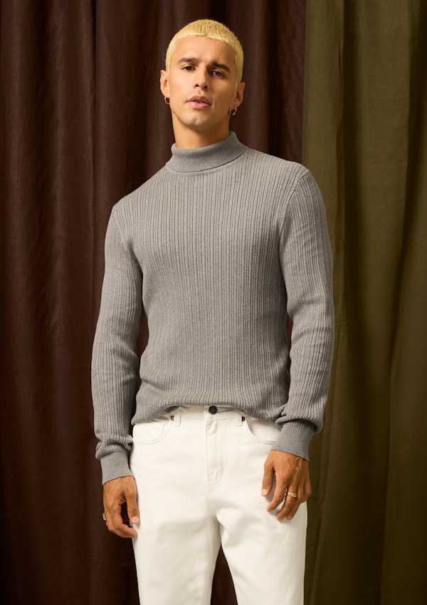 Chocolate Logan Turtle Neck Knit Jumper