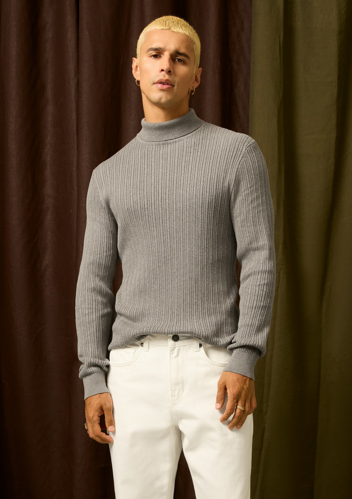 Chocolate Logan Turtle Neck Knit Jumper
