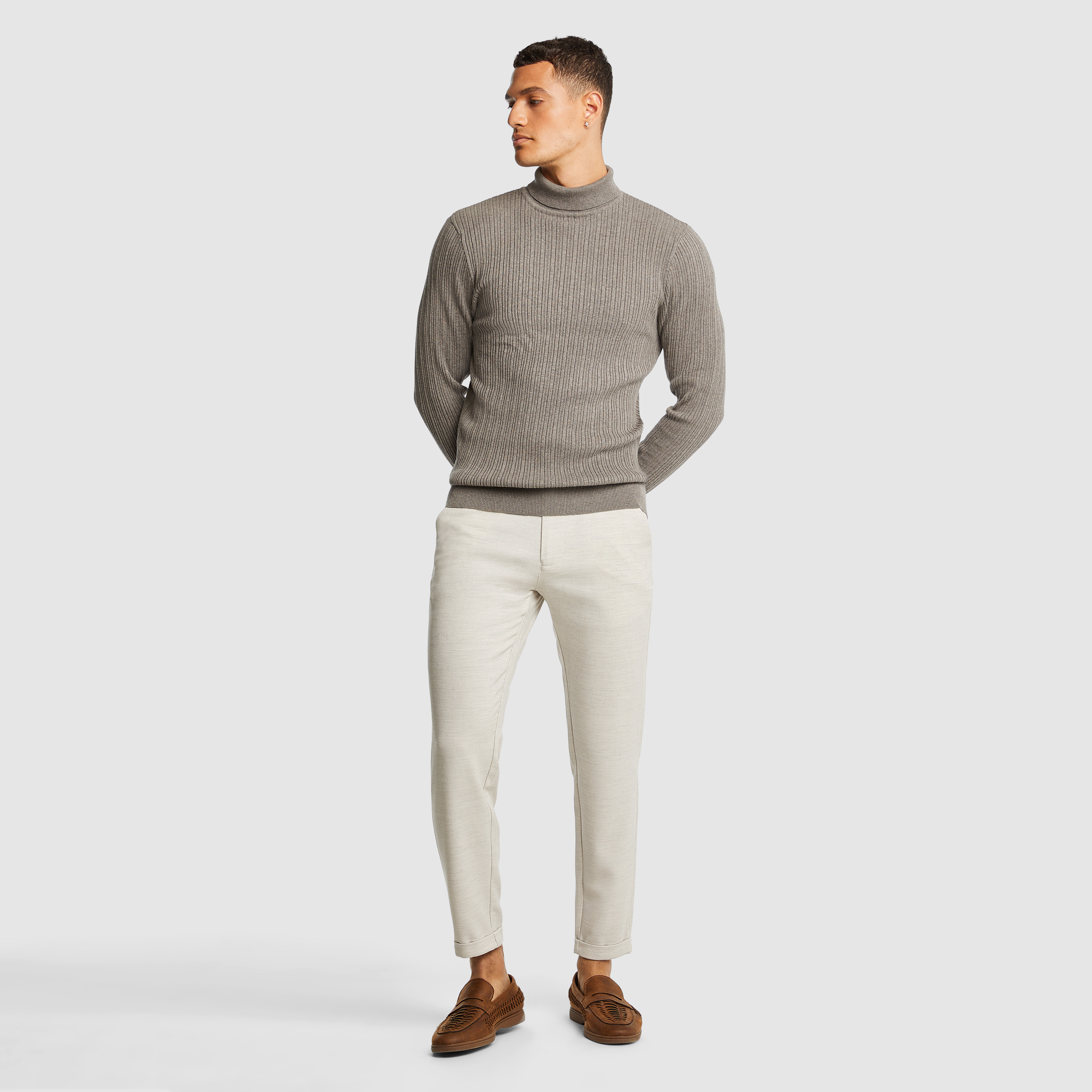 Chocolate Logan Turtle Neck Knit Jumper