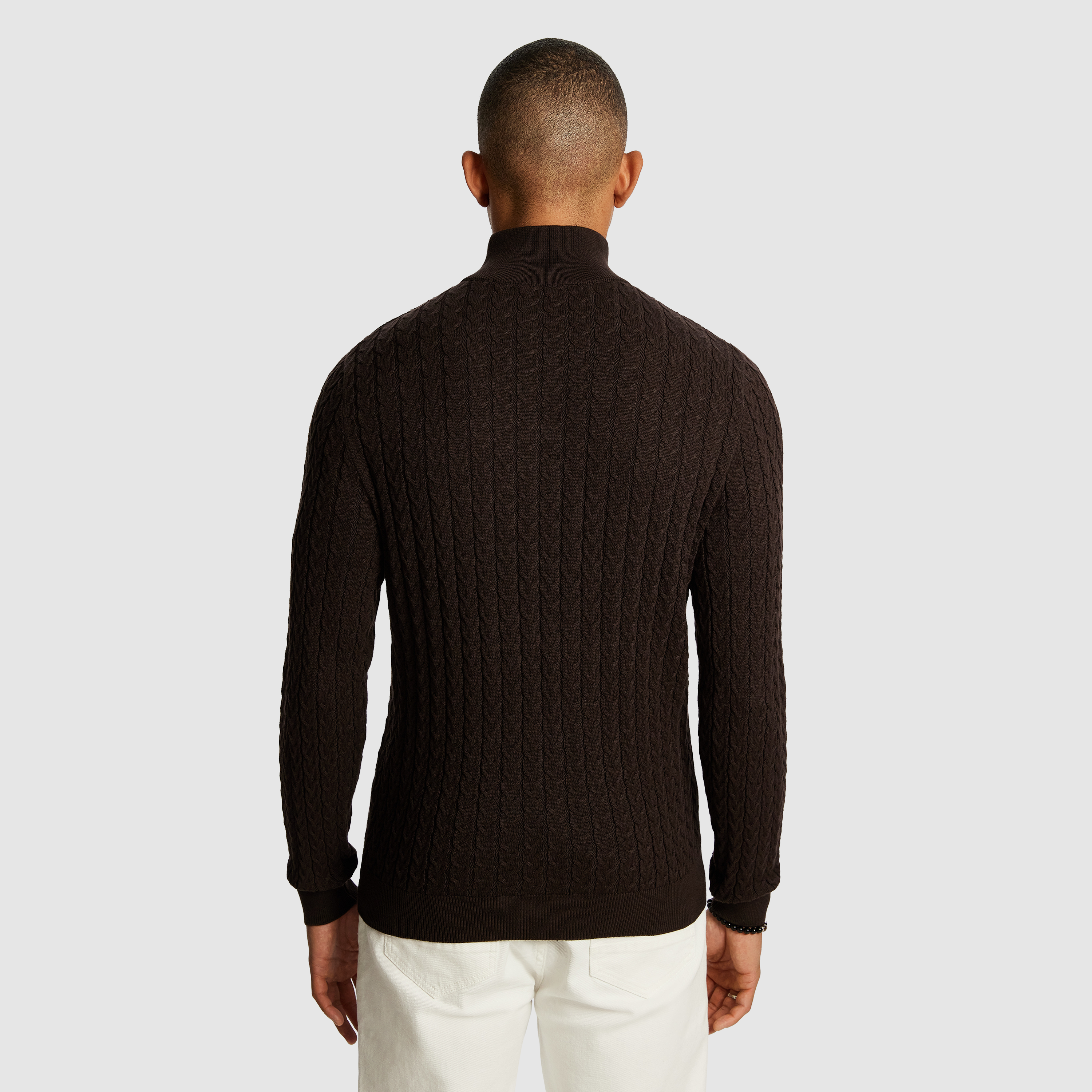 Chocolate Eddie 1/4 Zip Cable Knit