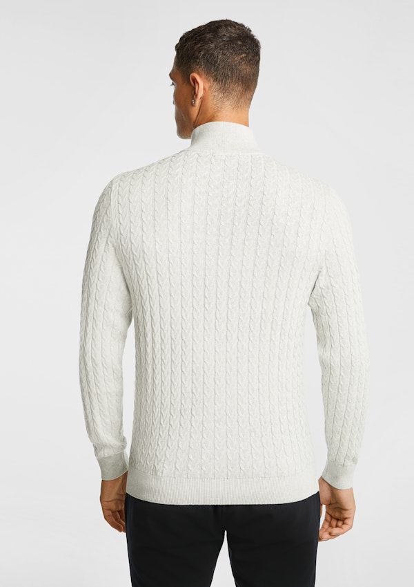 Light Grey Marle Eddie 1/4 Zip Cable Knit