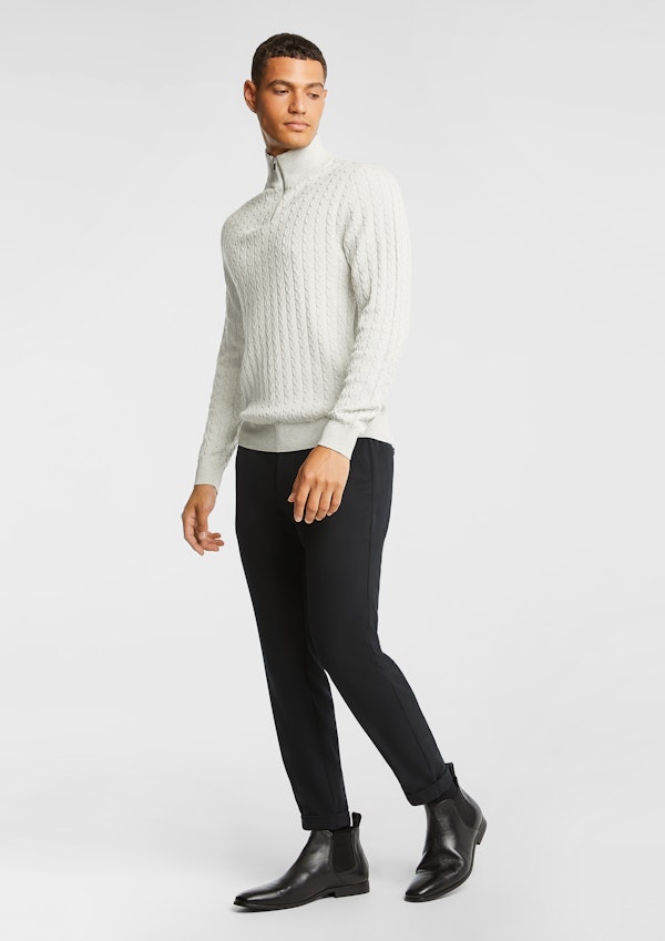 Light Grey Marle Eddie 1/4 Zip Cable Knit