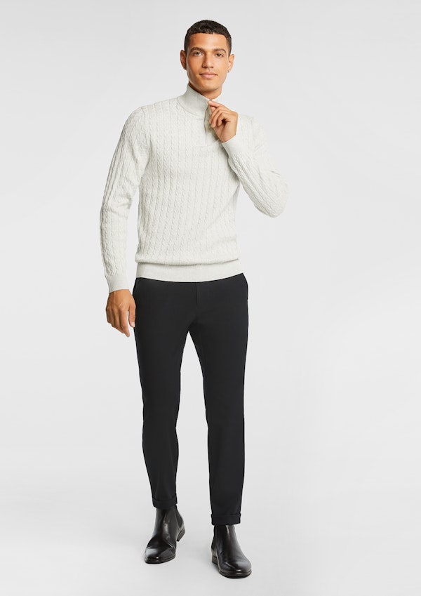 Light Grey Marle Eddie 1/4 Zip Cable Knit