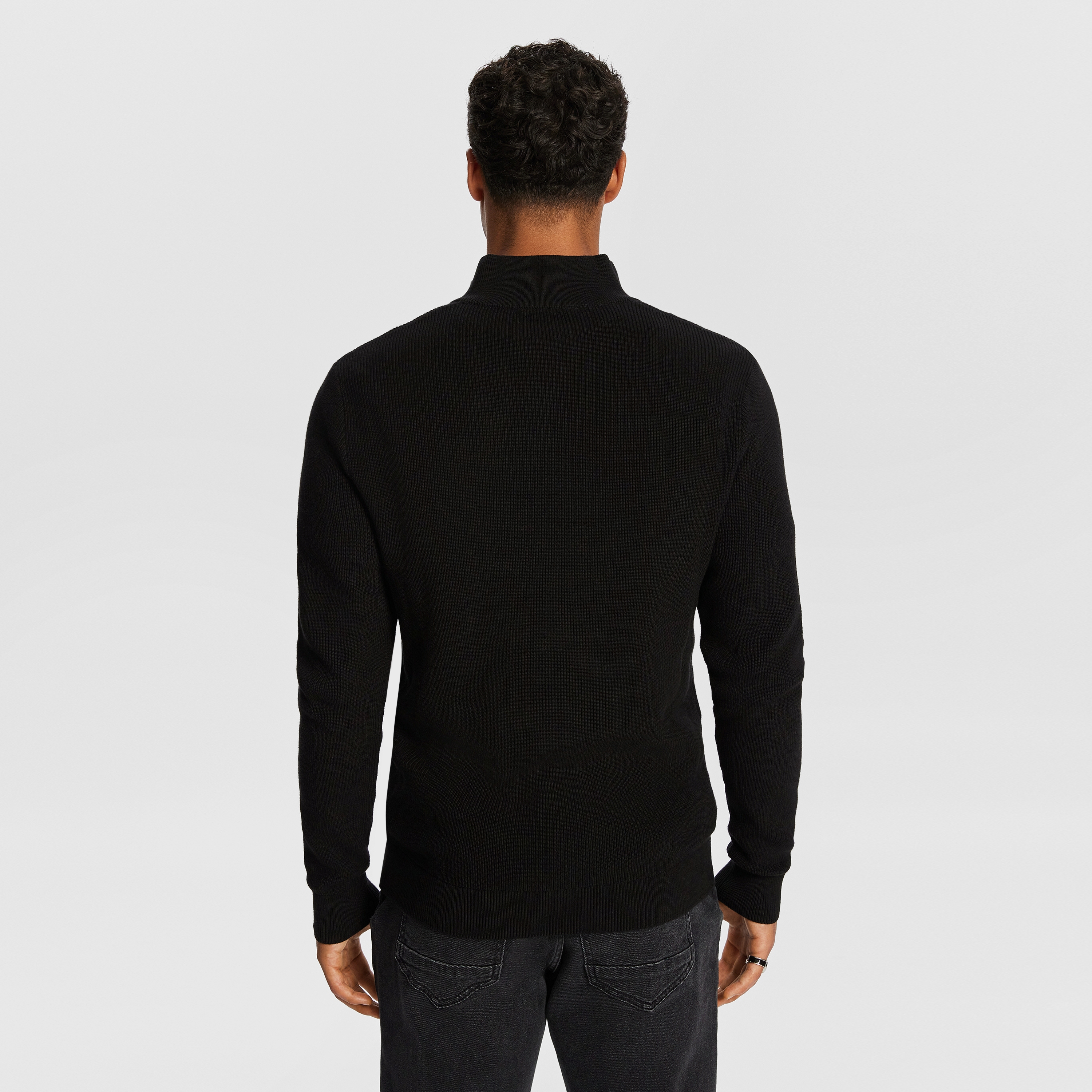 Black Washington ¼ Zip Cotton Knit Jumper