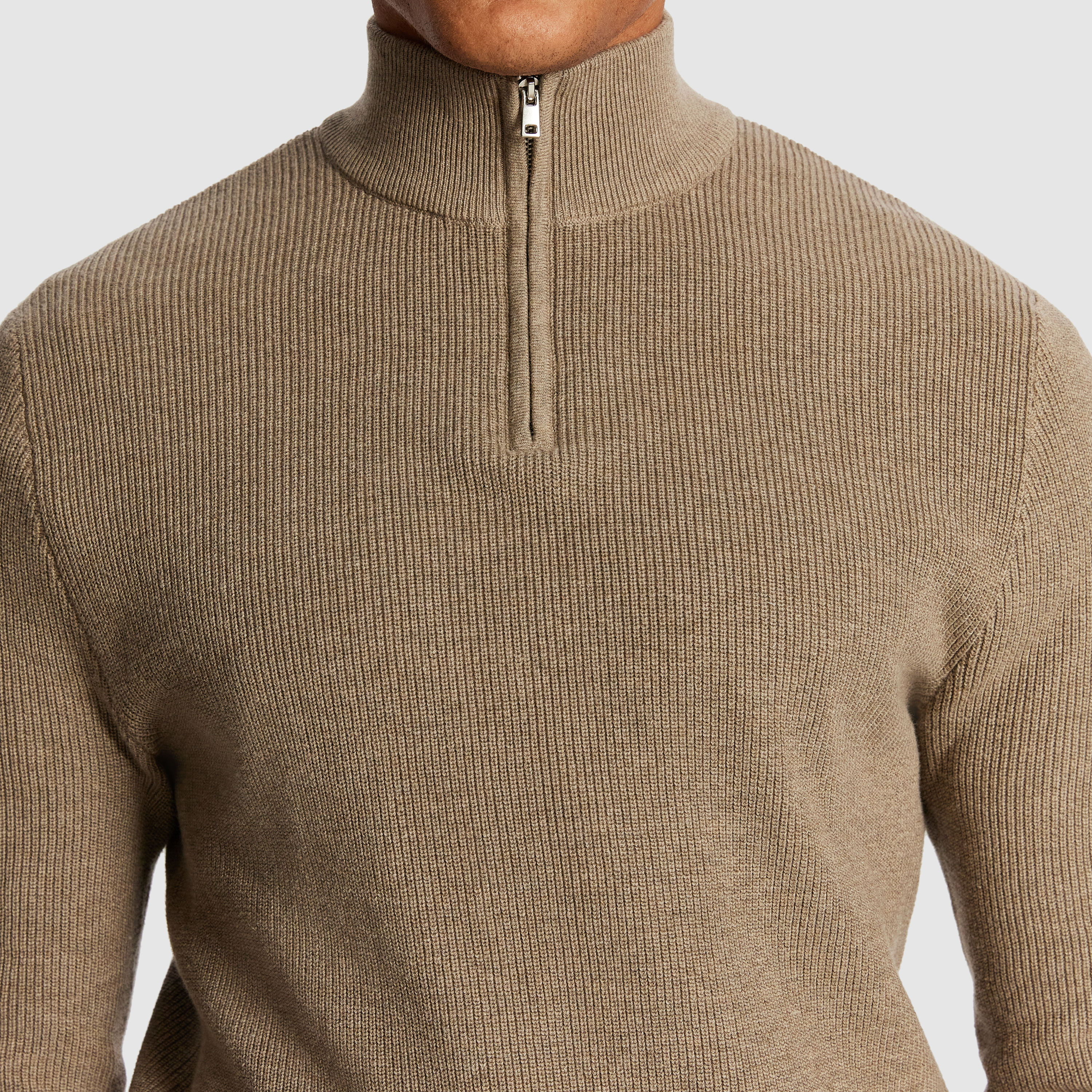 Chocolate Washington ¼ Zip Cotton Knit Jumper