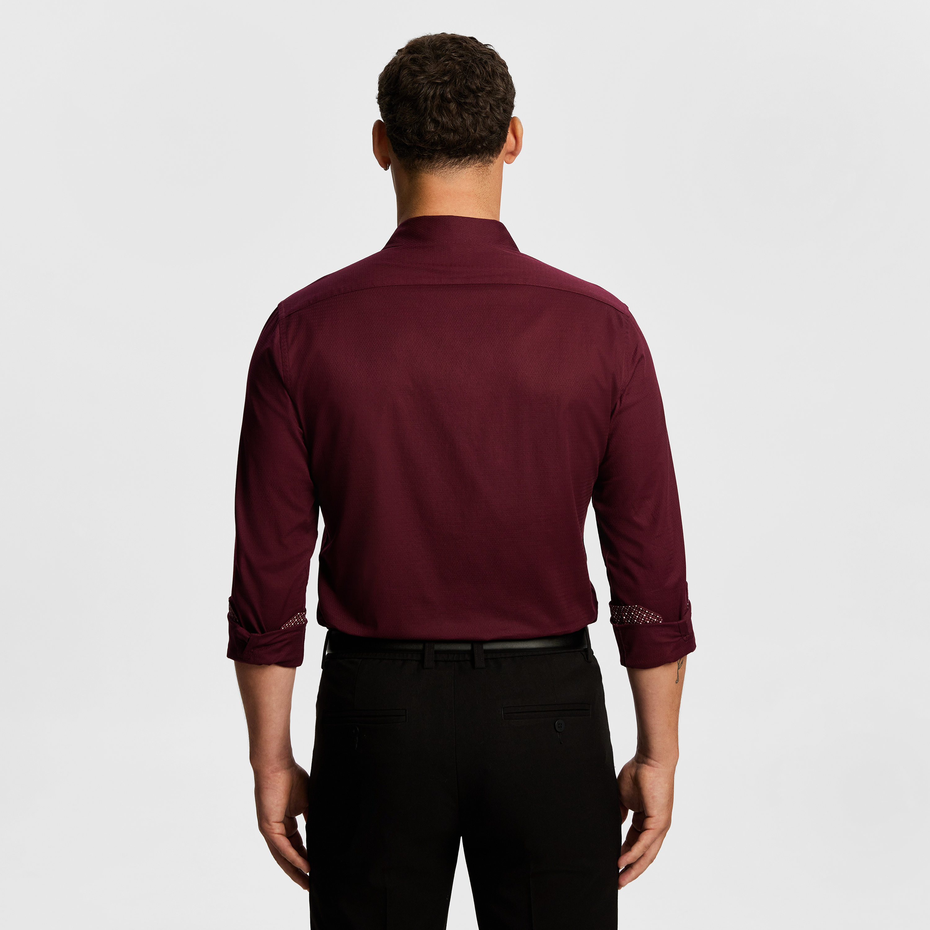 Burgundy Ace Textured Slim Shirt