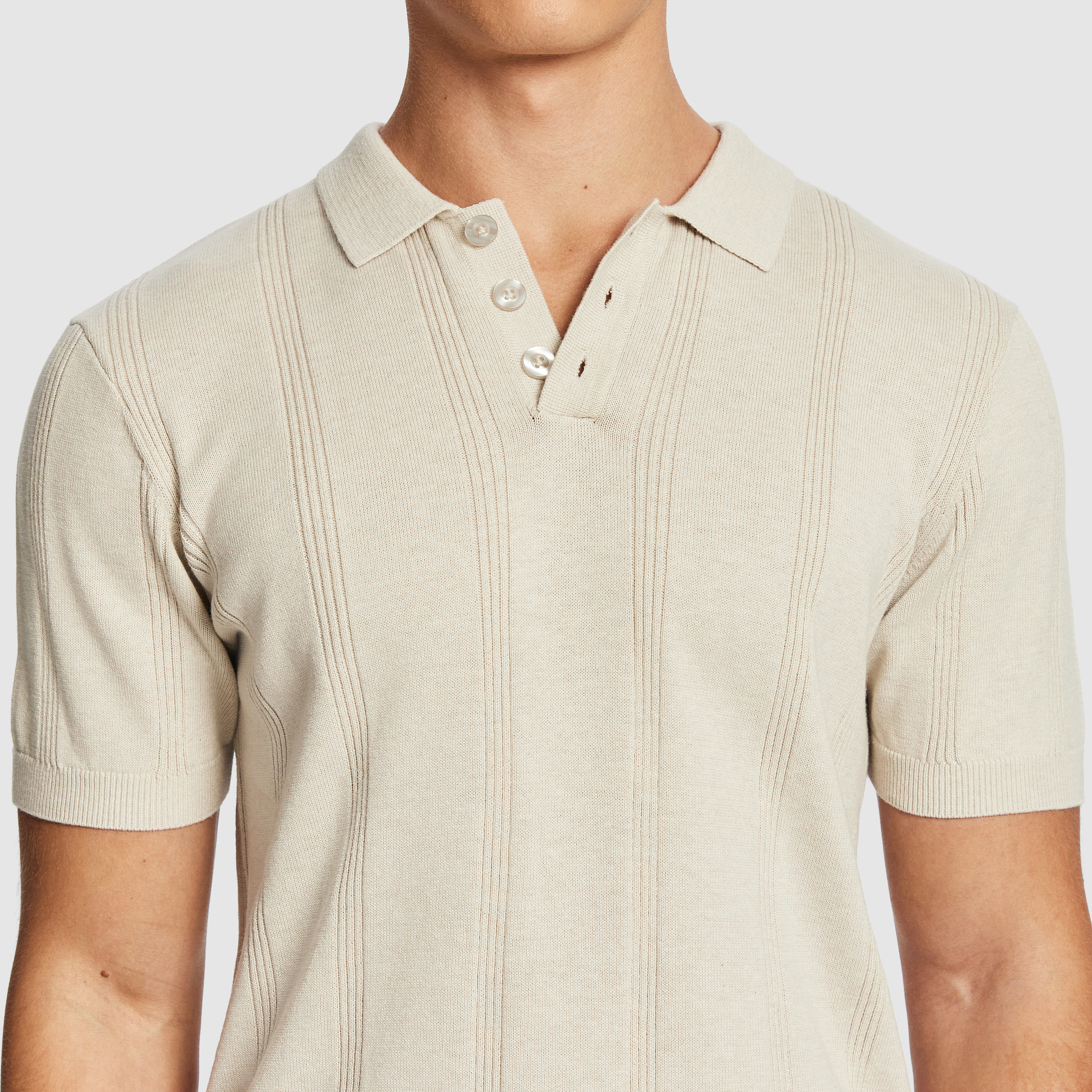 Natural Tony Knitted Polo Shirt