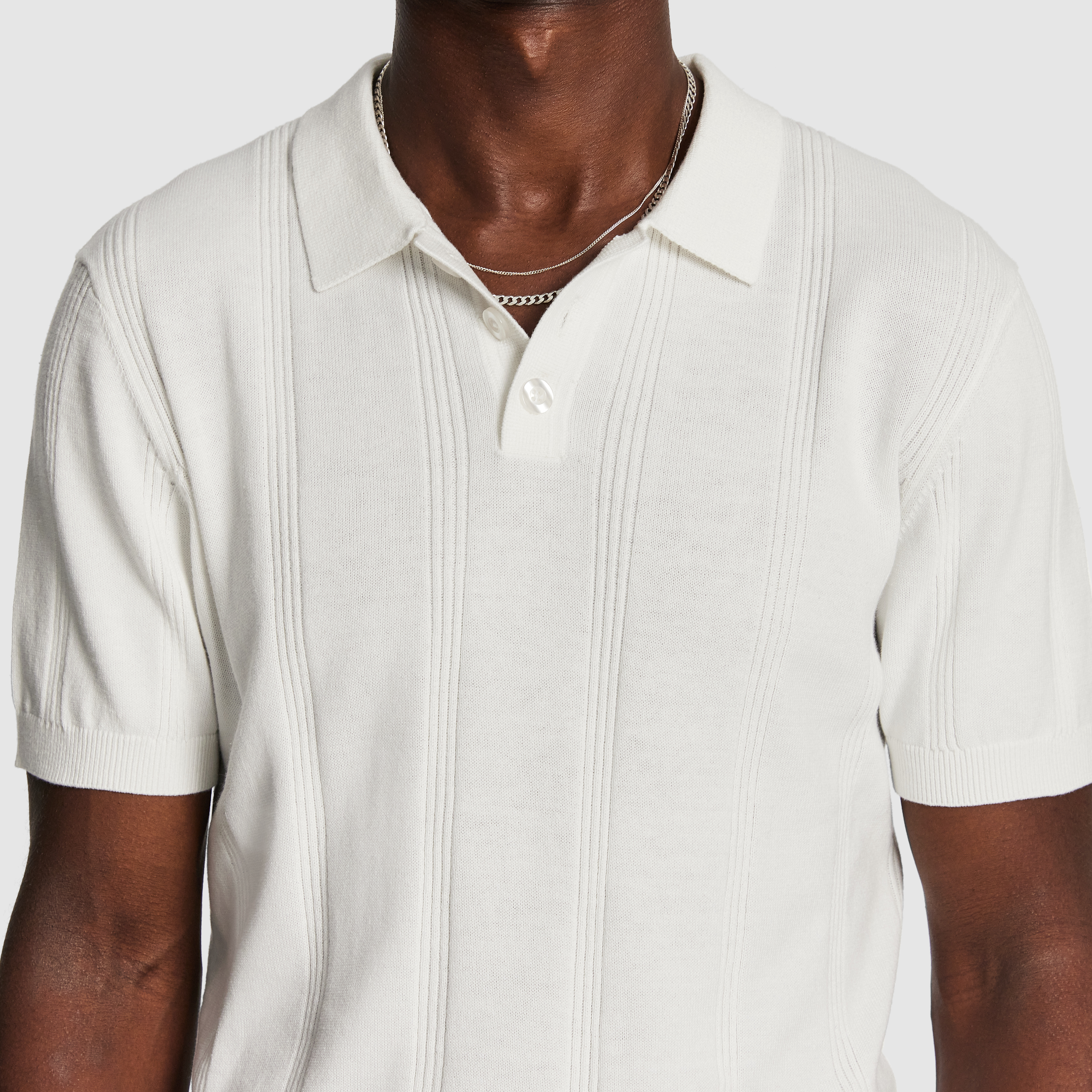 White Tony Knitted Polo Shirt