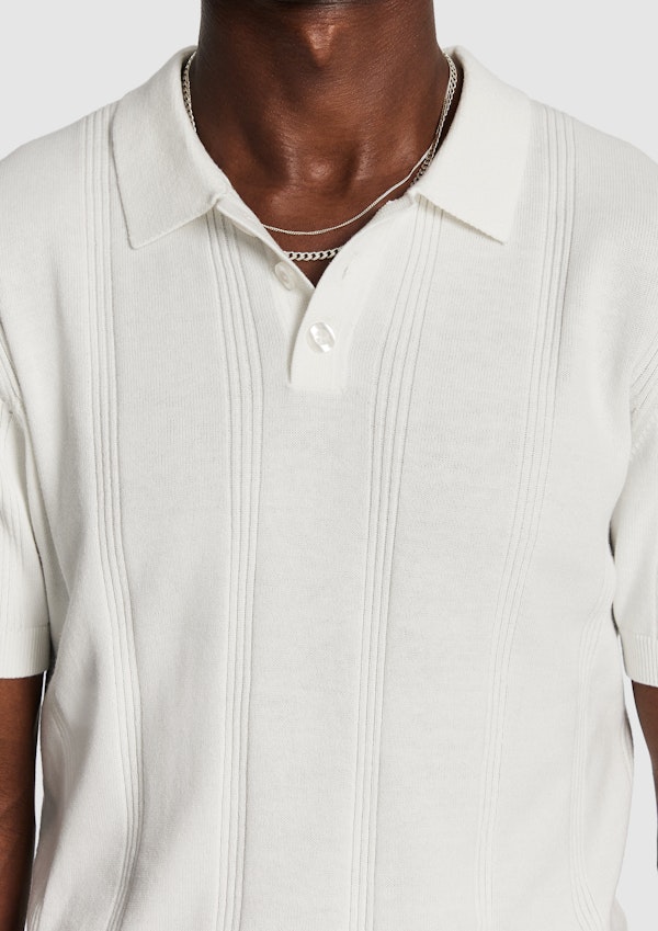 White Tony Knitted Polo Shirt